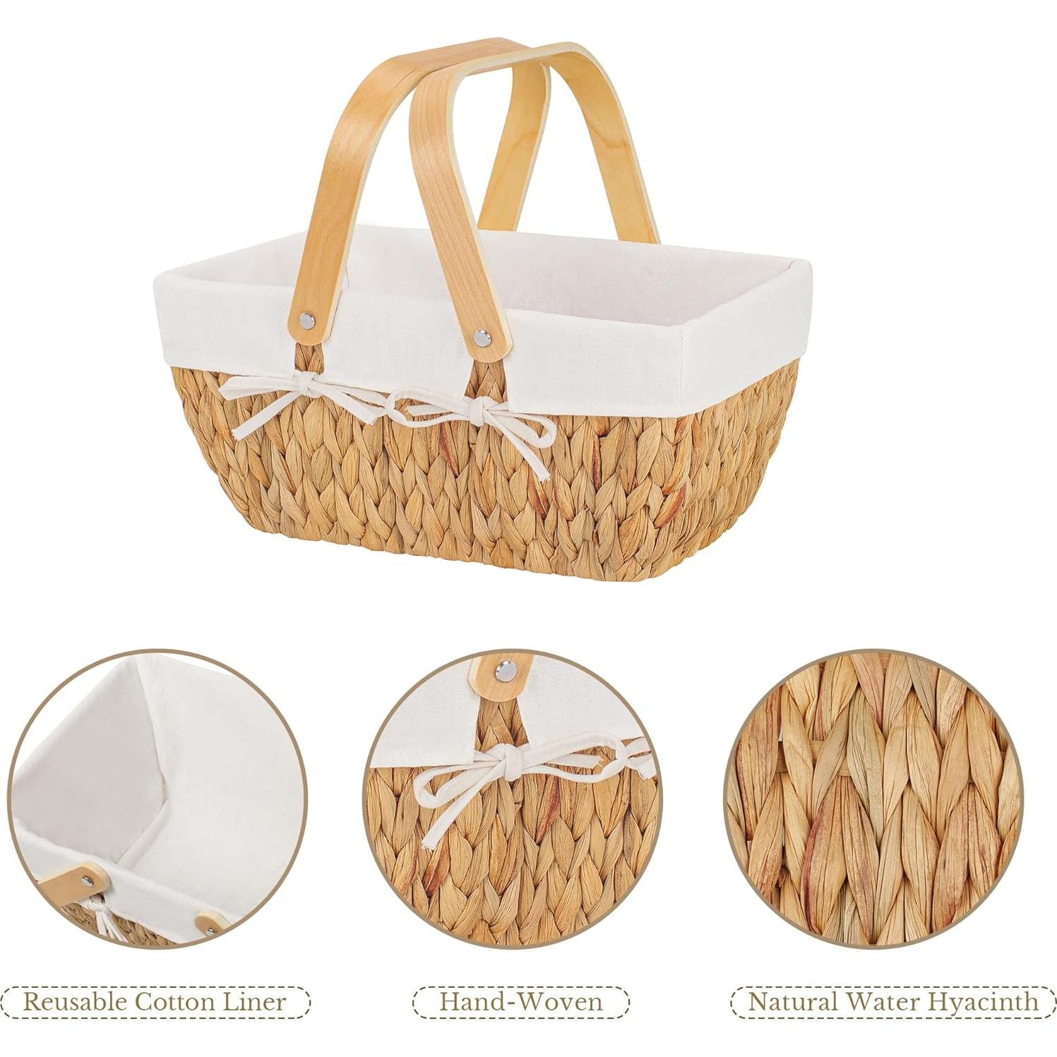 Cesta de Mimbre StorageWorks con Mangos - 38 cm Diámetro