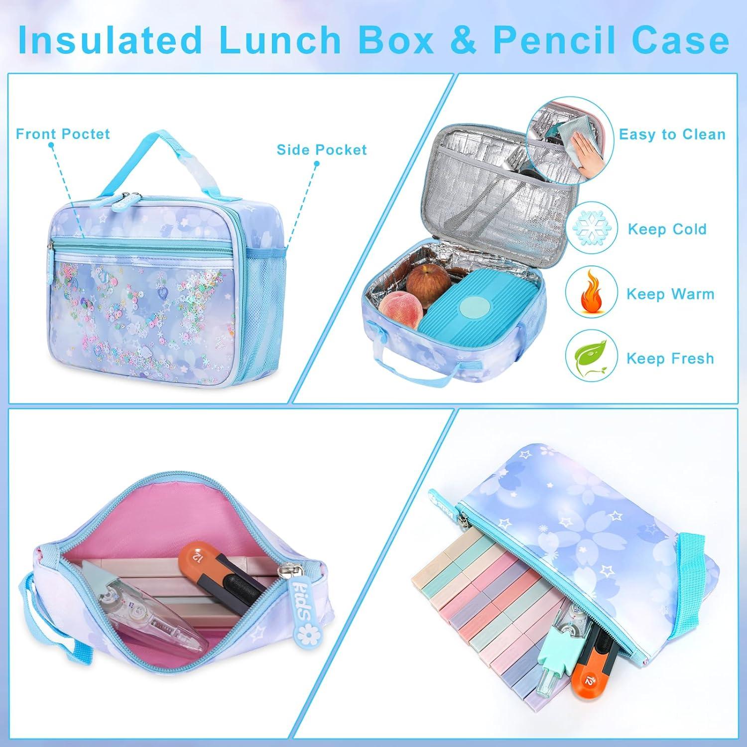 Mochila Escolar para Niñas Azul - Set 3 Piezas con Estuche