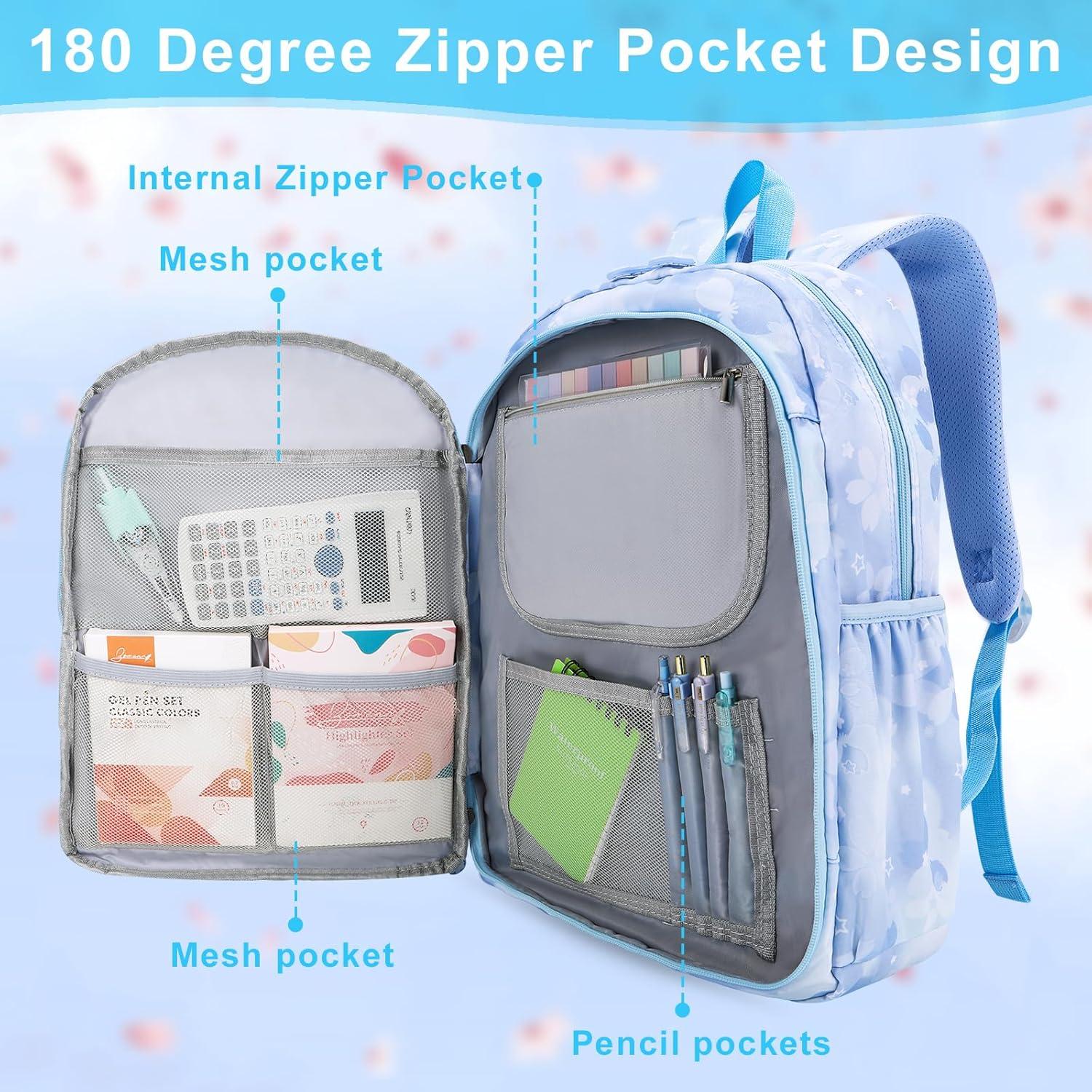 Mochila Escolar para Niñas Azul - Set 3 Piezas con Estuche