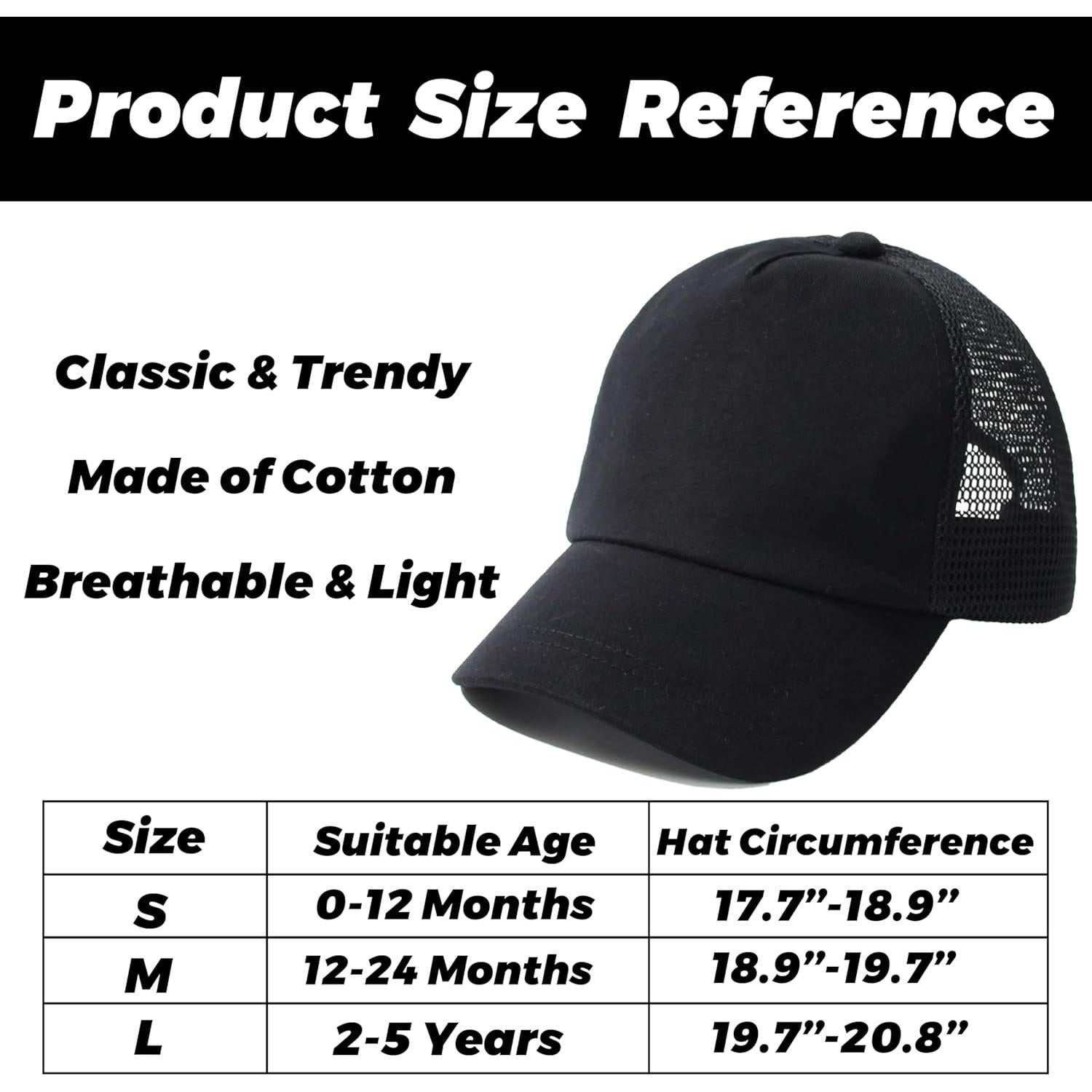 Gorra de béisbol ajustable para bebé 0-12 meses negra