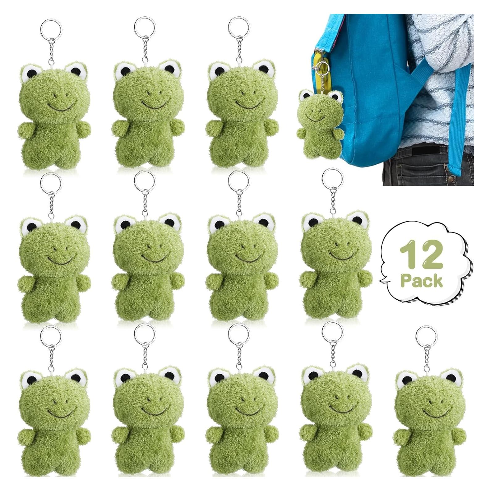 12 Llaveros de Rana de Peluche Gemscream 12 cm Verde