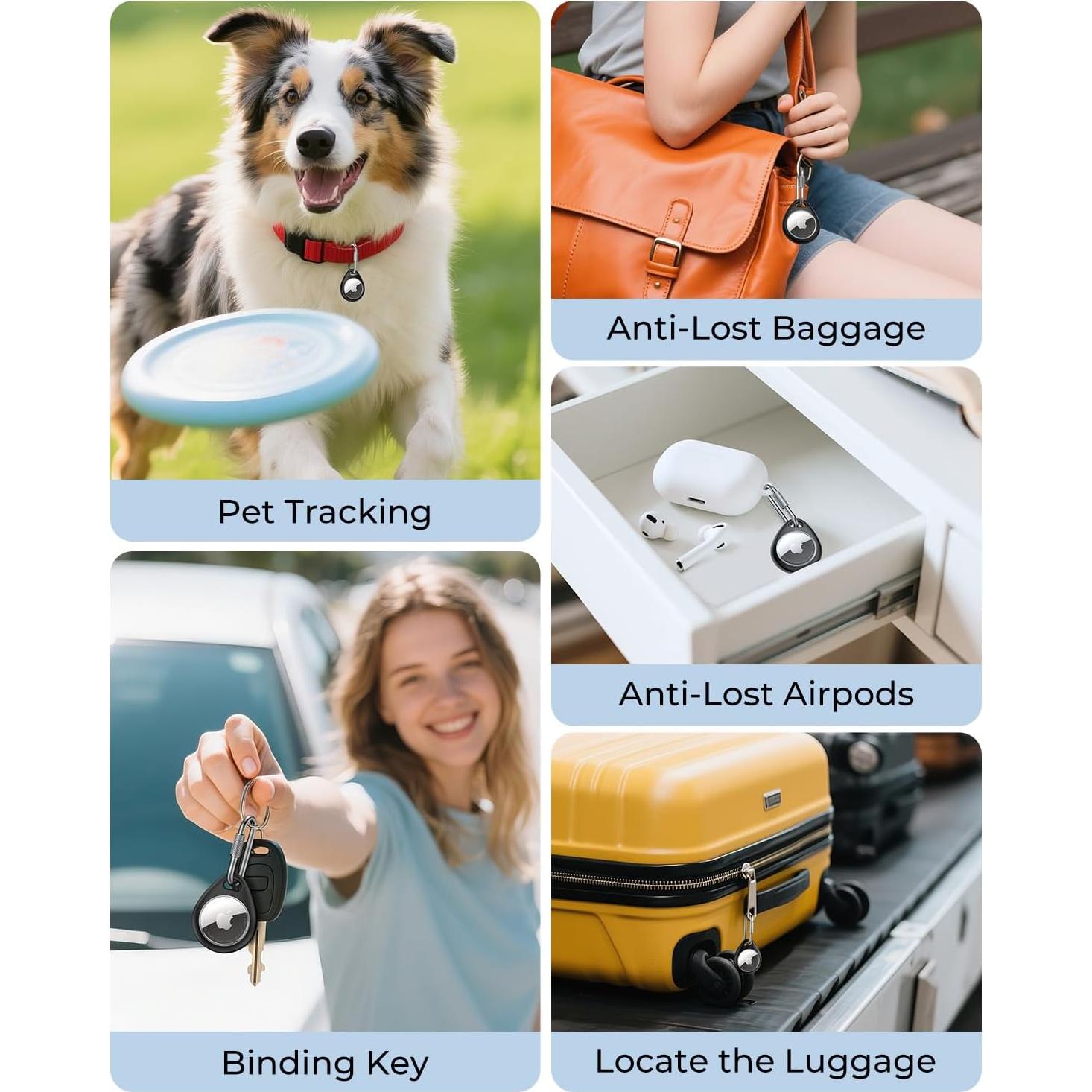 Soporte AirTag UNBREAKcable - Paquete de 4 fundas TPU Negro