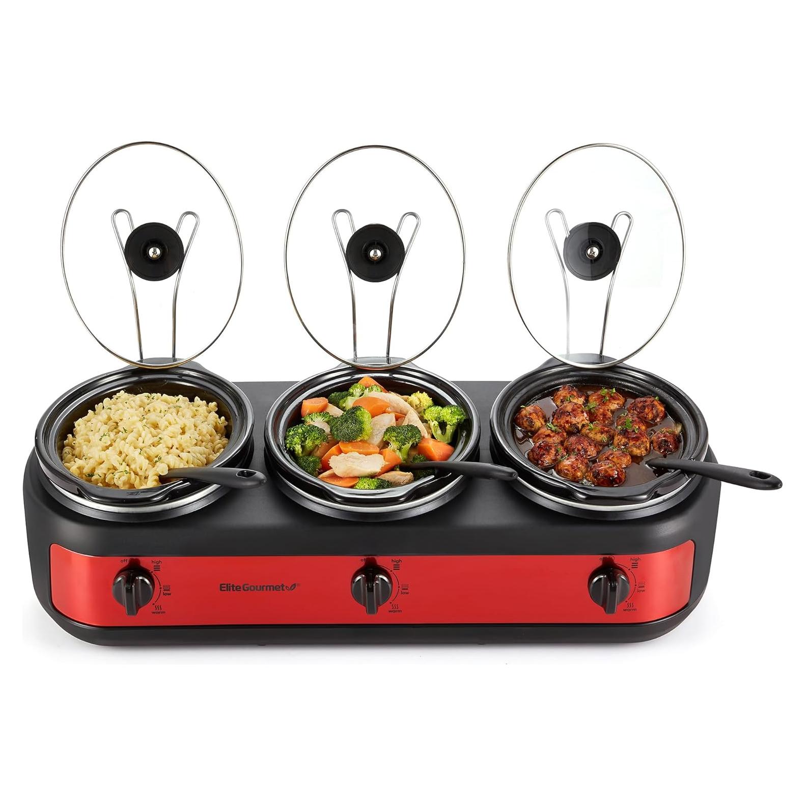 Olla de Cocción Lenta Triple Elite Gourmet EWMST-325R 3 x 2.5L