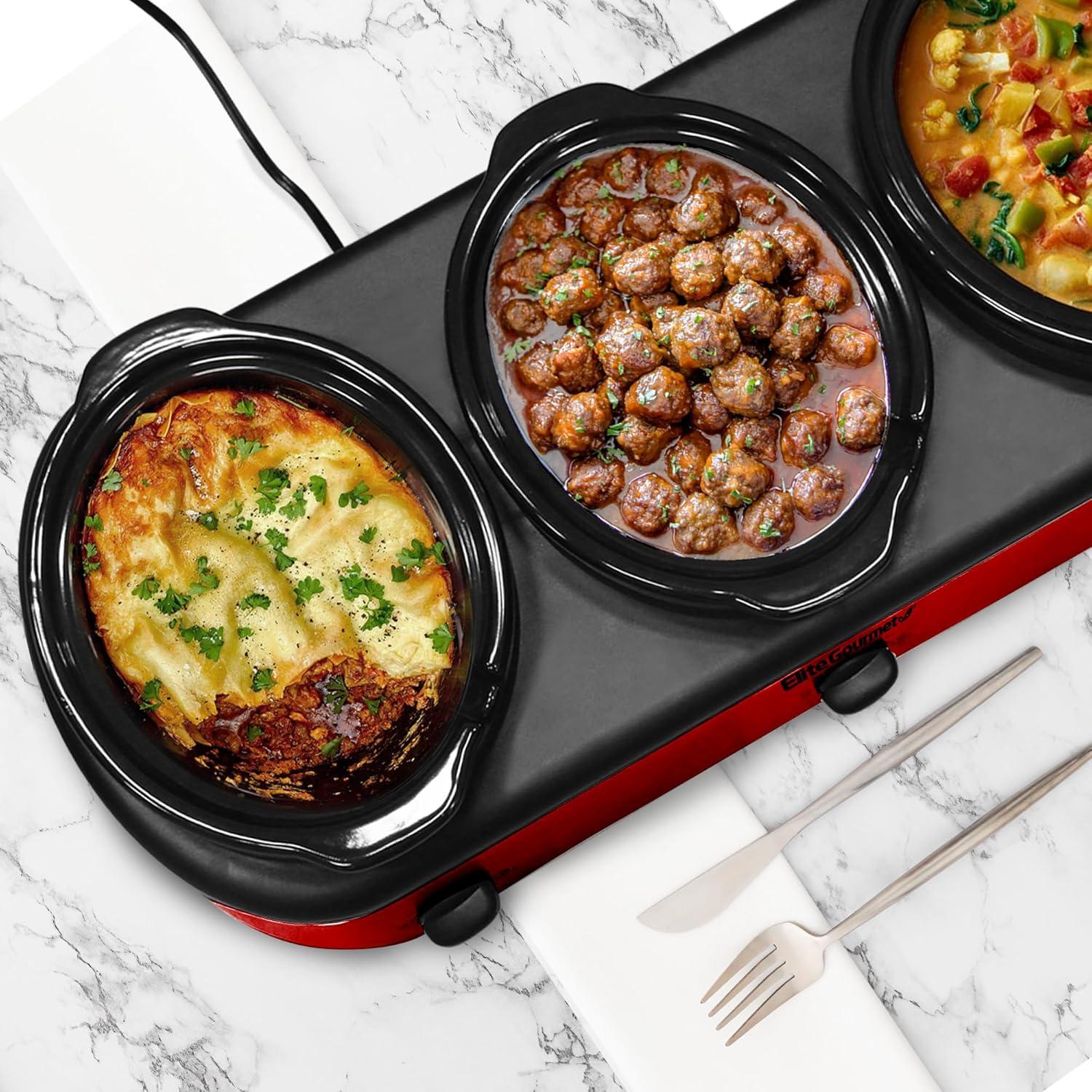 Olla de Cocción Lenta Triple Elite Gourmet EWMST-325R 3 x 2.5L