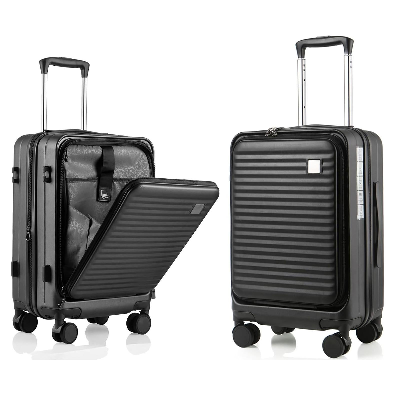 Maleta de Mano Expandible Kmvazcd 20" Negra con Ruedas y TSA