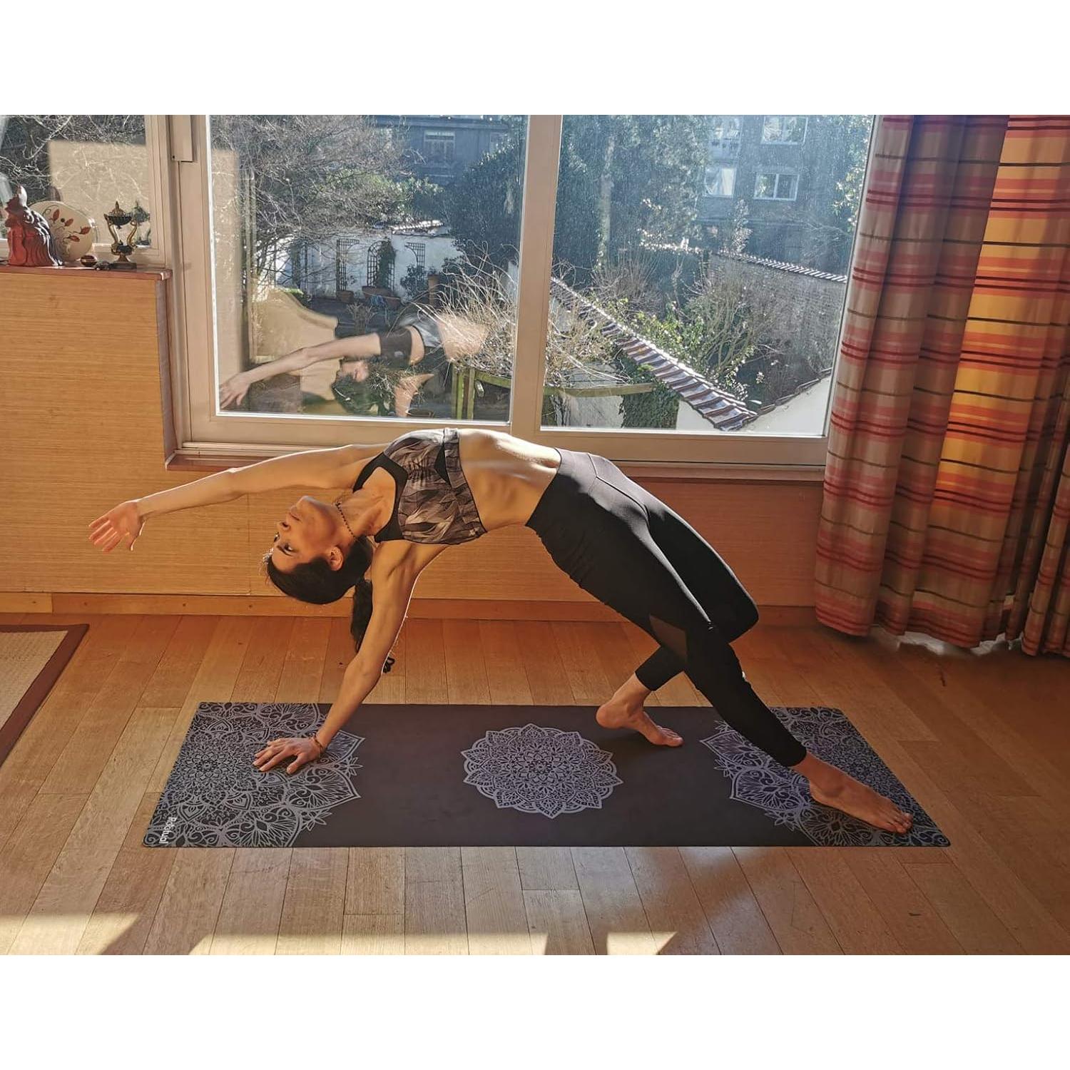 Esterilla de Yoga Antideslizante Reetual Mandala Negra 178x61cm