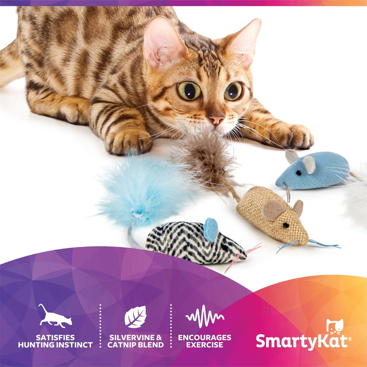 Juguetes de Ratón de Felpa SmartyKat - Paquete de 3 con Catnip