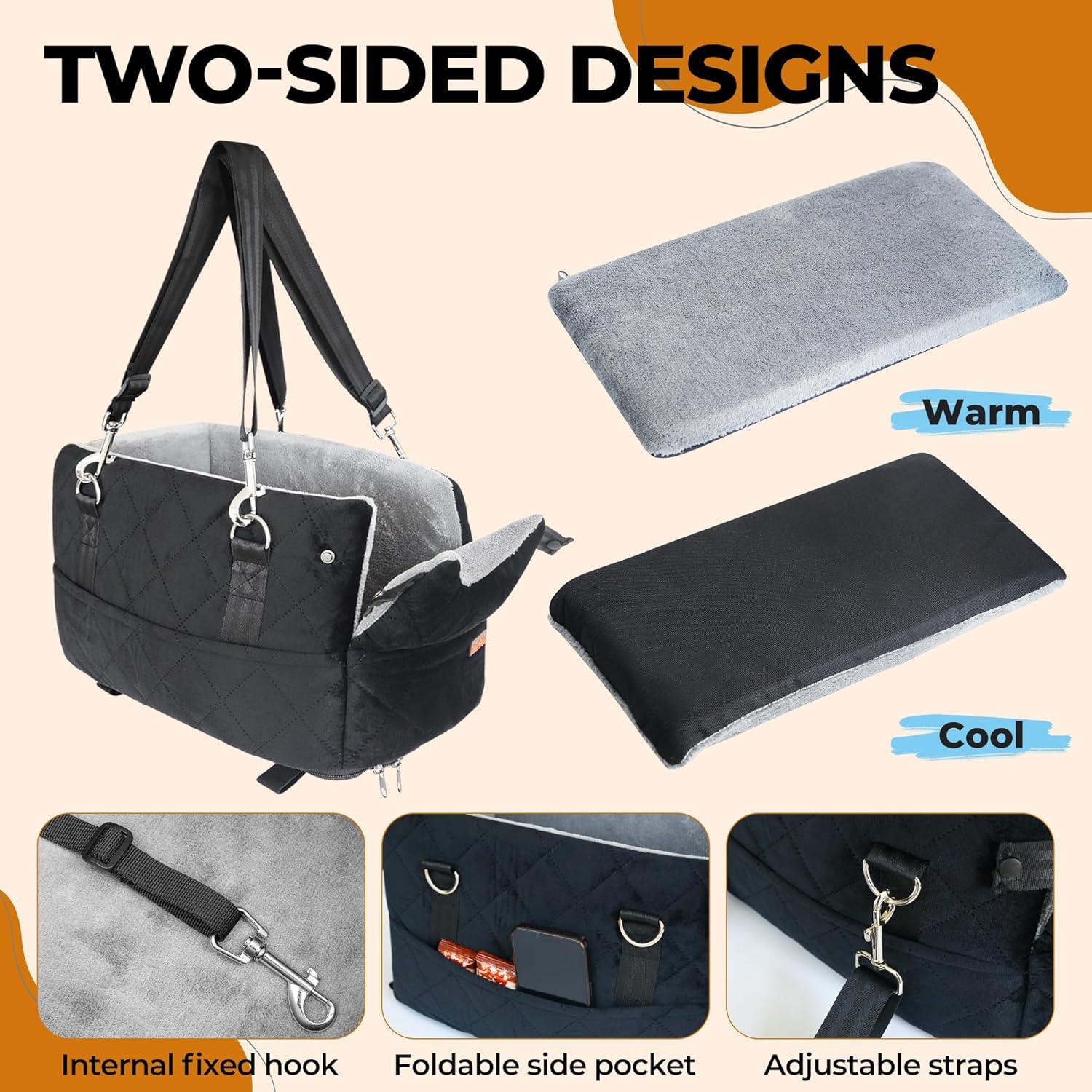 Asiento de coche para perros ZhuPolly negro 42x24x22 cm