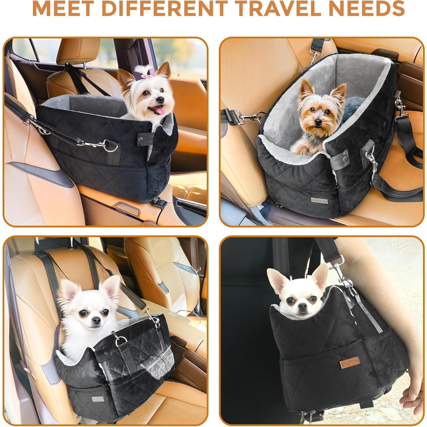 Asiento de coche para perros ZhuPolly negro 42x24x22 cm