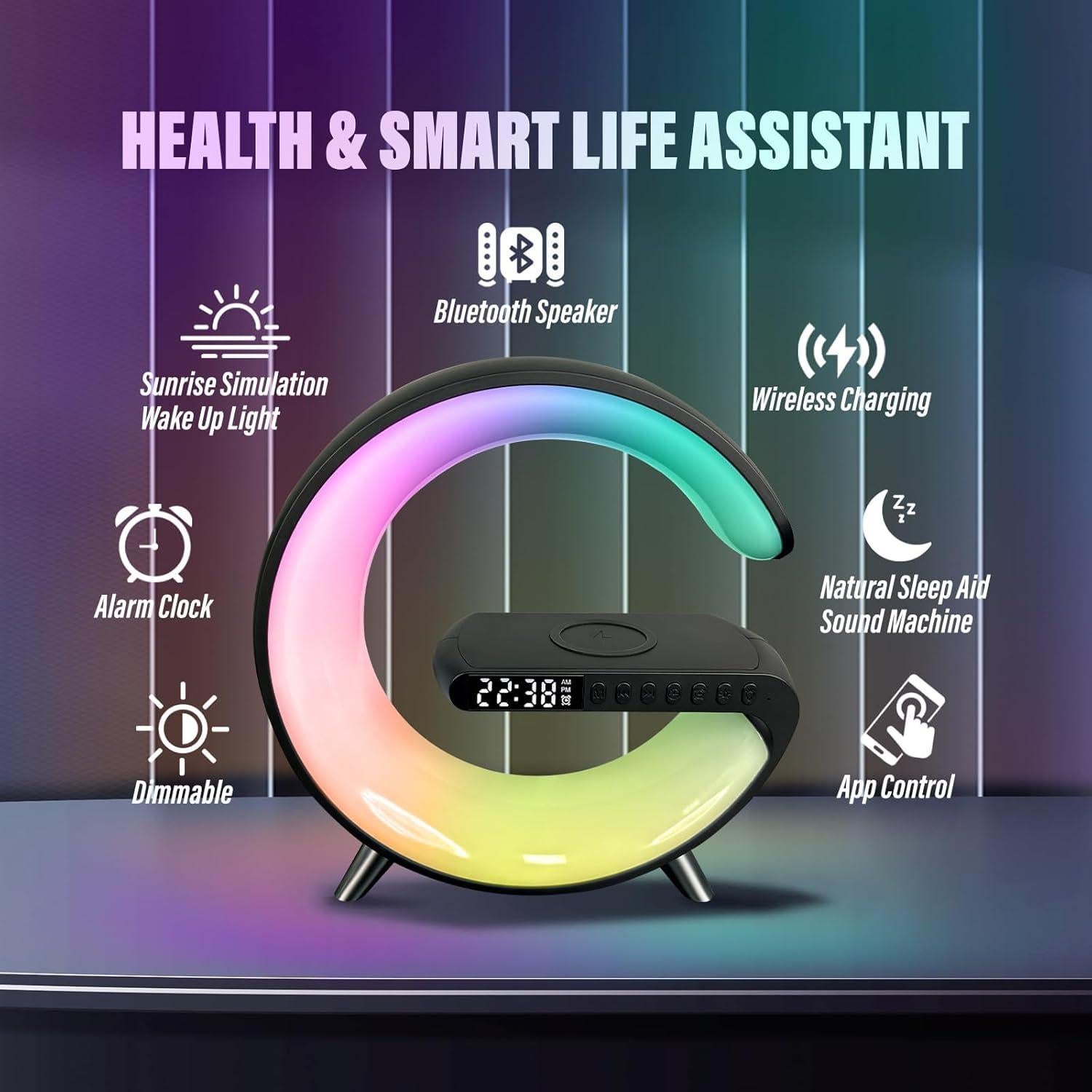 Lámpara de Mesa LED Inteligente Domigard 4 en 1 Cargador Inalámbrico