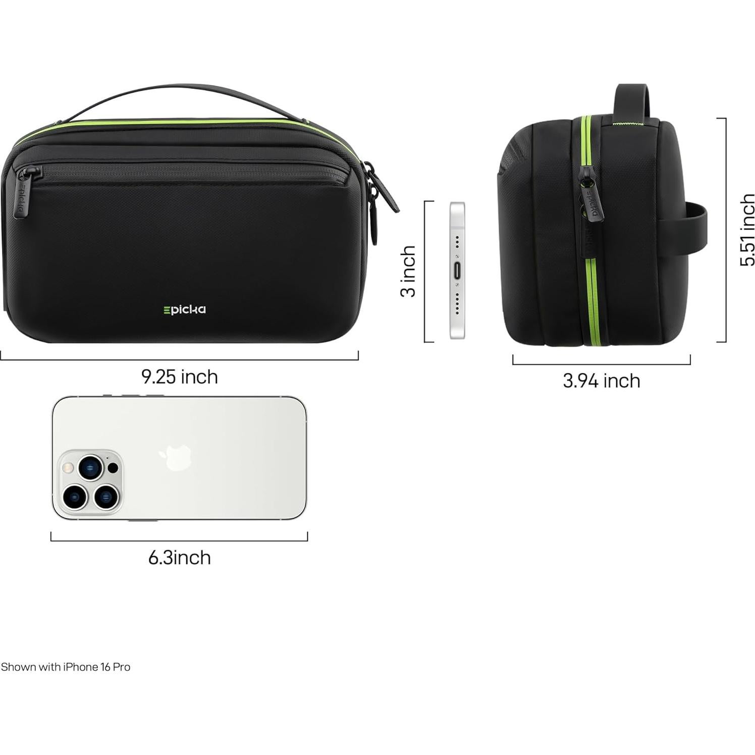 Organizador de Cables EPICKA Negro - Estuche Impermeable 23x10x13cm