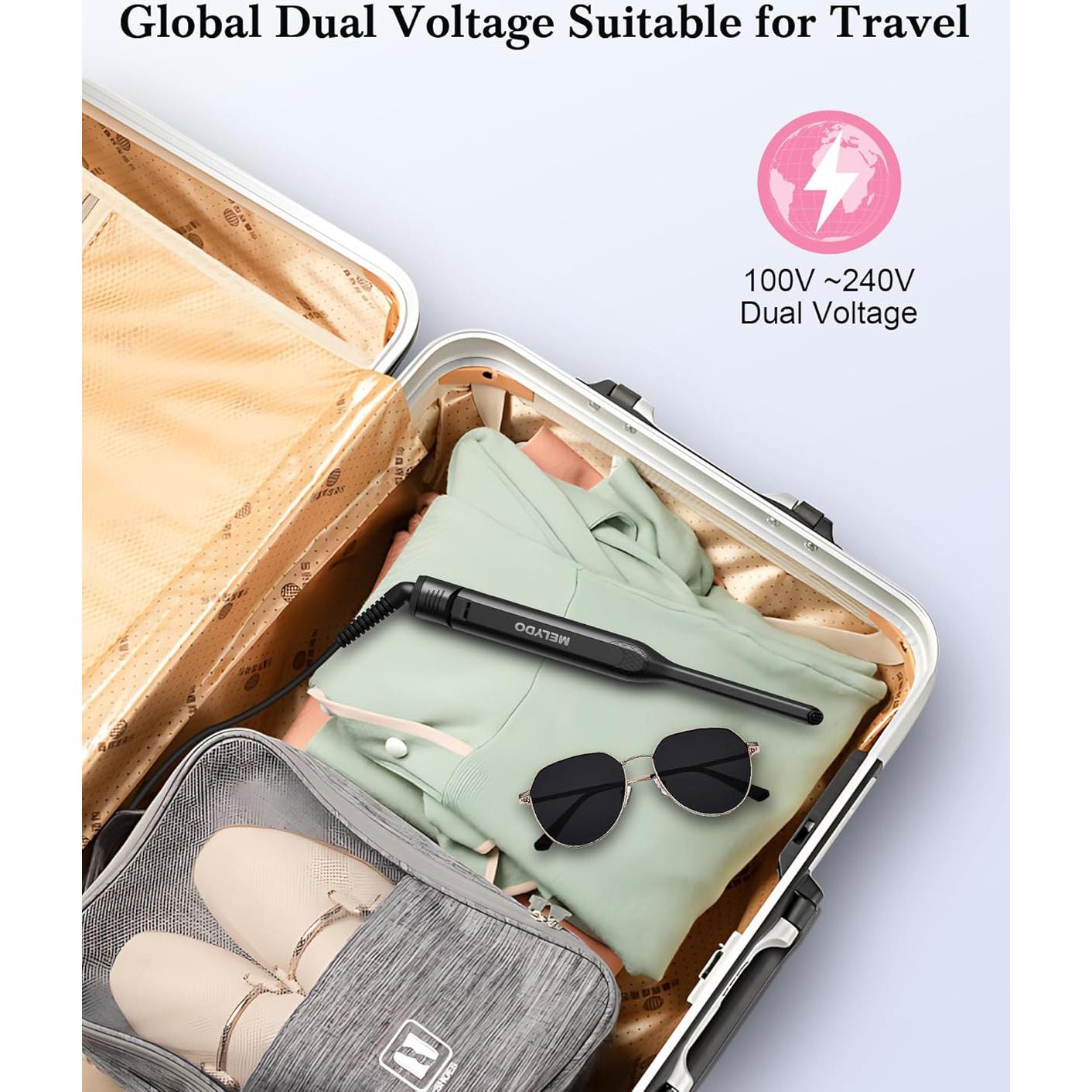 Plancha de Lápiz MELYDO 3/10" para Cabello Corto - Temperatura Ajustable