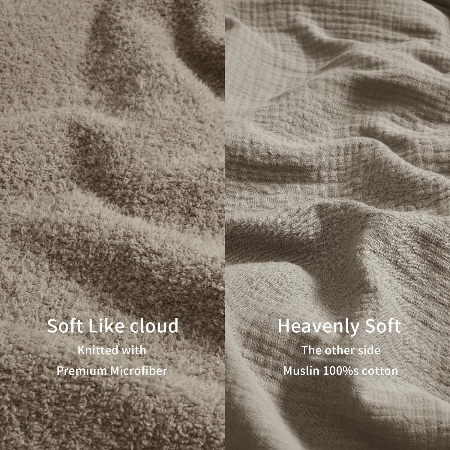 Manta JOOJA XL Reversible Suave Algodón Taupe 178x127 cm