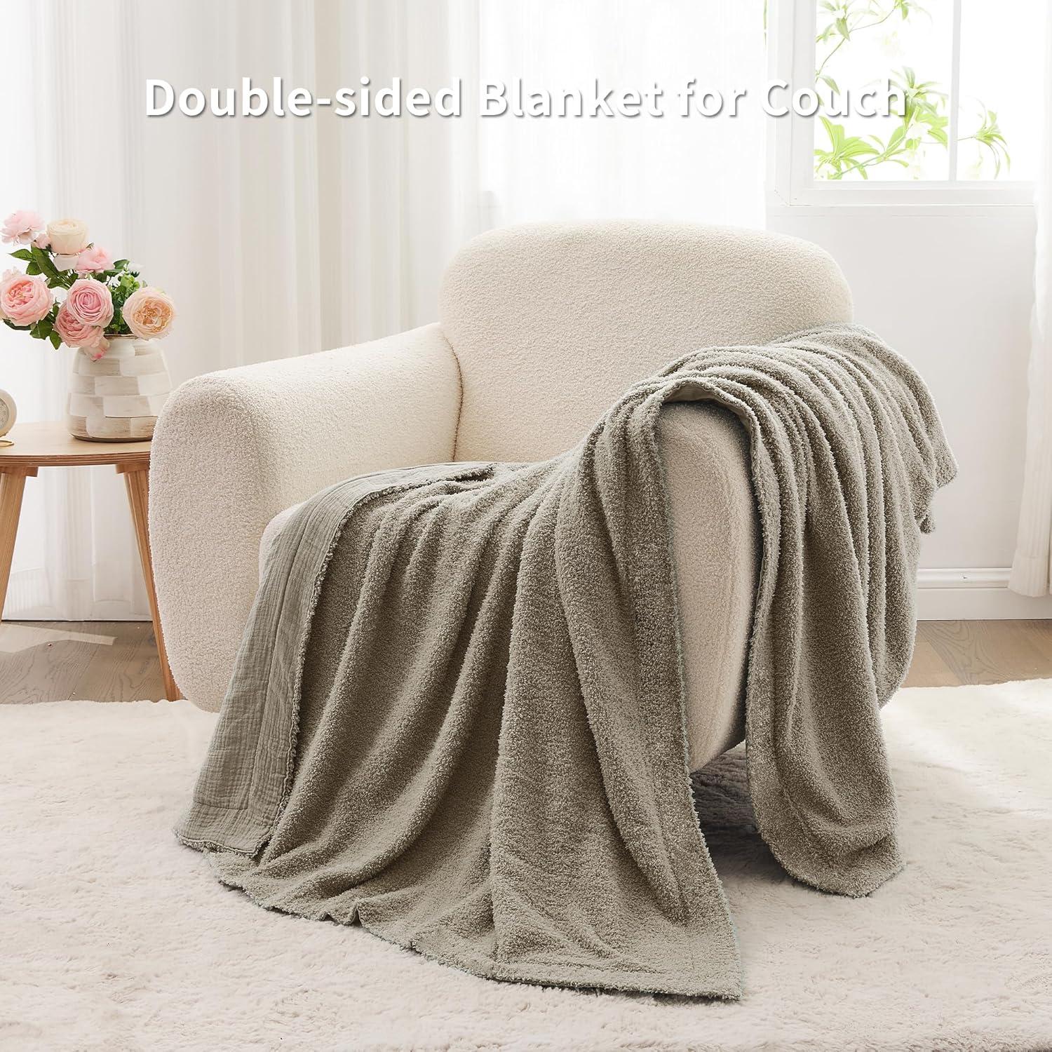 Manta JOOJA XL Reversible Suave Algodón Taupe 178x127 cm