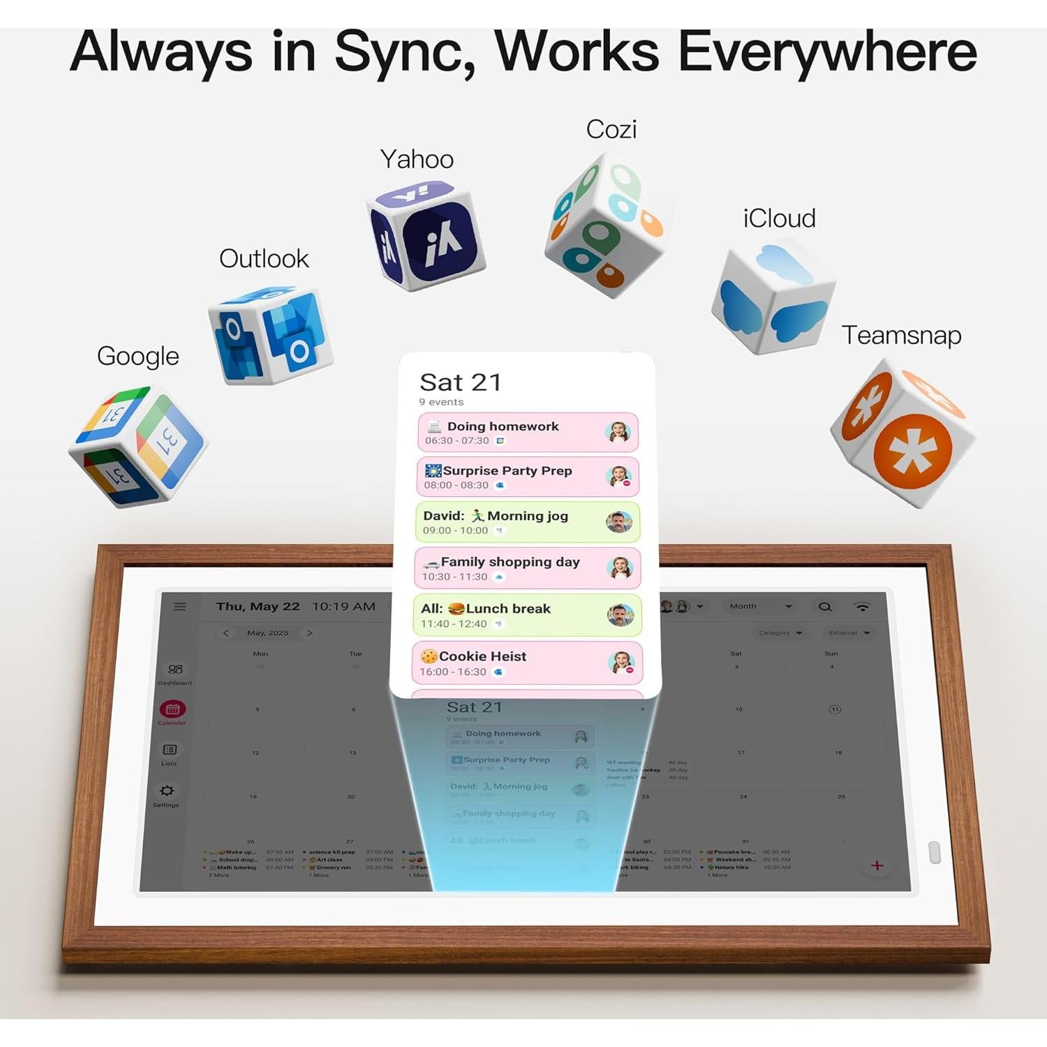 Calendario Digital Interactivo BIGASUO 21.5" Wi-Fi Tono Madera