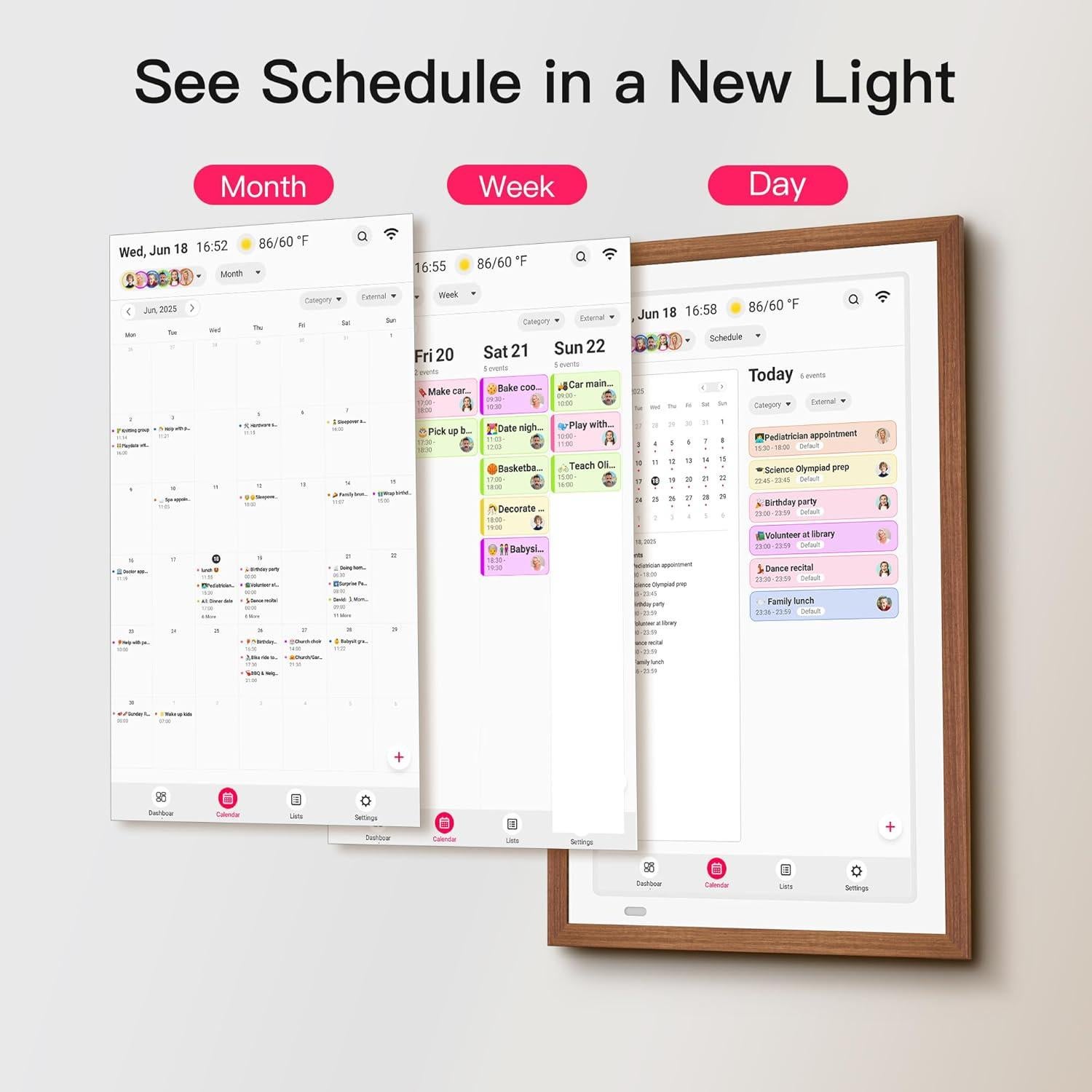 Calendario Digital Interactivo BIGASUO 21.5" Wi-Fi Tono Madera
