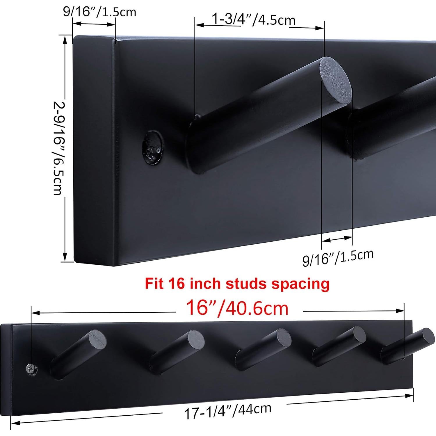 Perchero de pared WEBI negro 5 ganchos 43.66 cm bambú