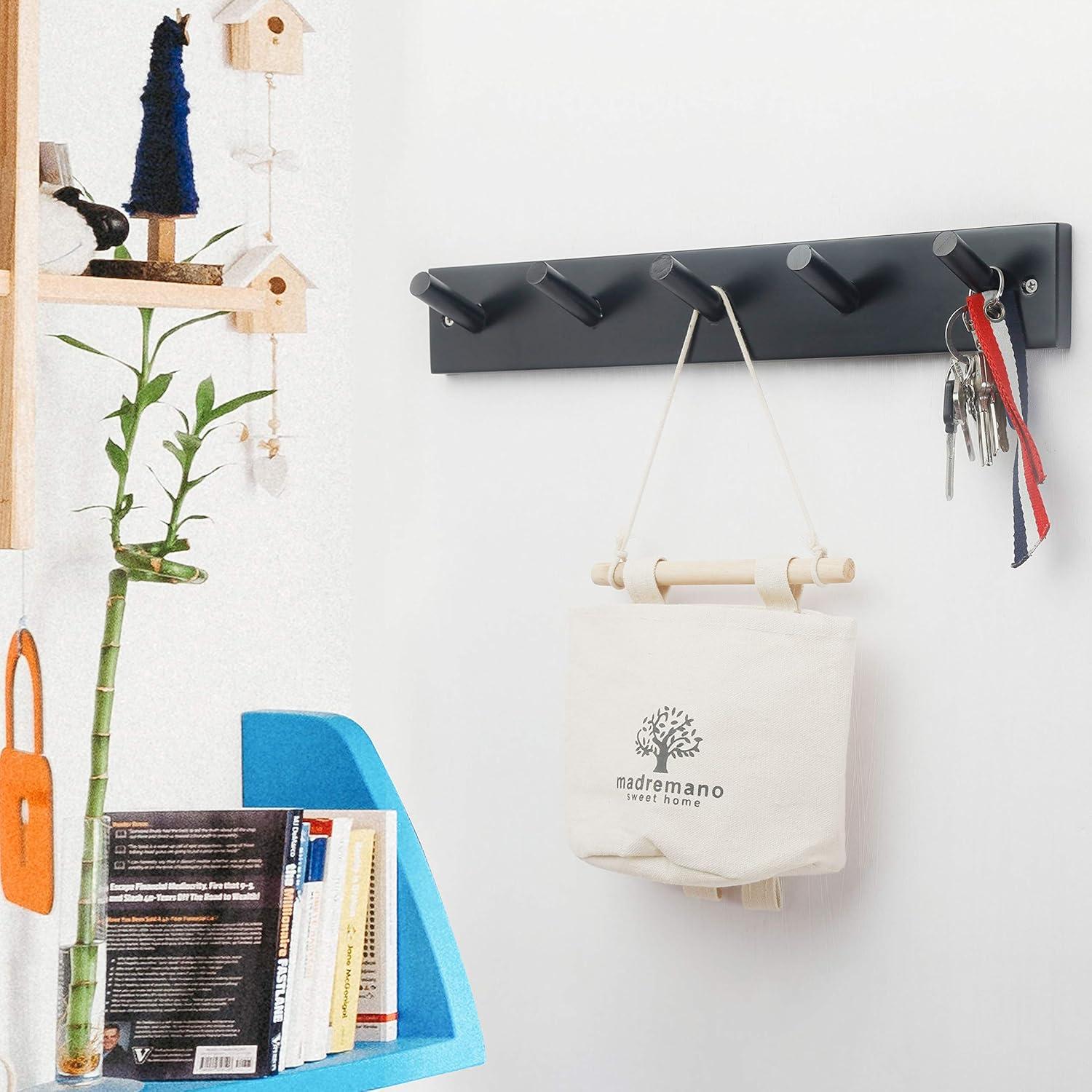 Perchero de pared WEBI negro 5 ganchos 43.66 cm bambú