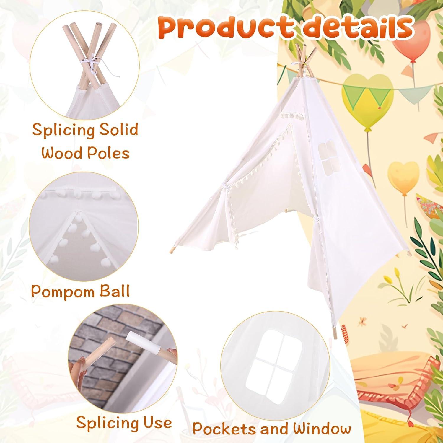 Tienda Teepee Plegable Windyun 180 cm Beige para Niños