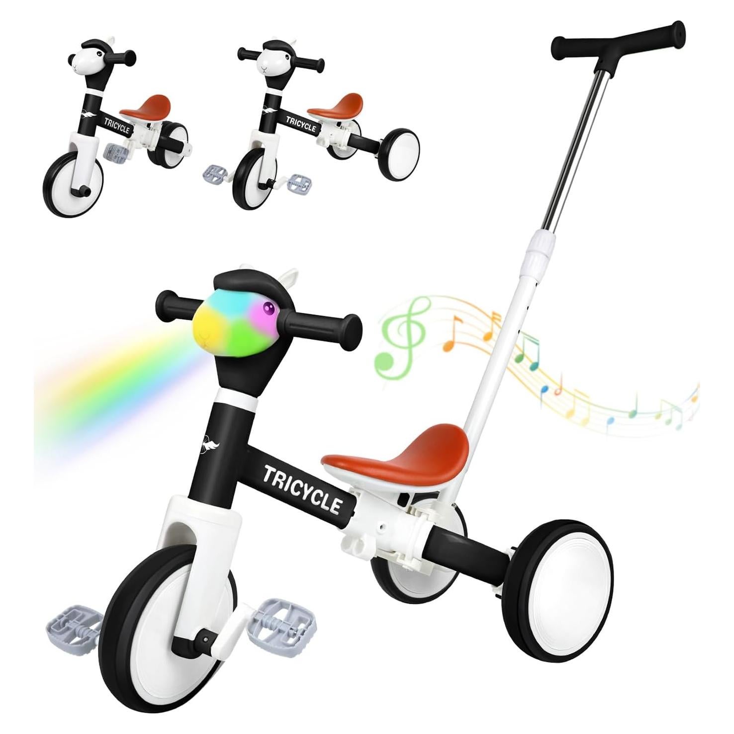 Triciclo 5 en 1 FZHZZ para Niños 1-4 Años, Negro