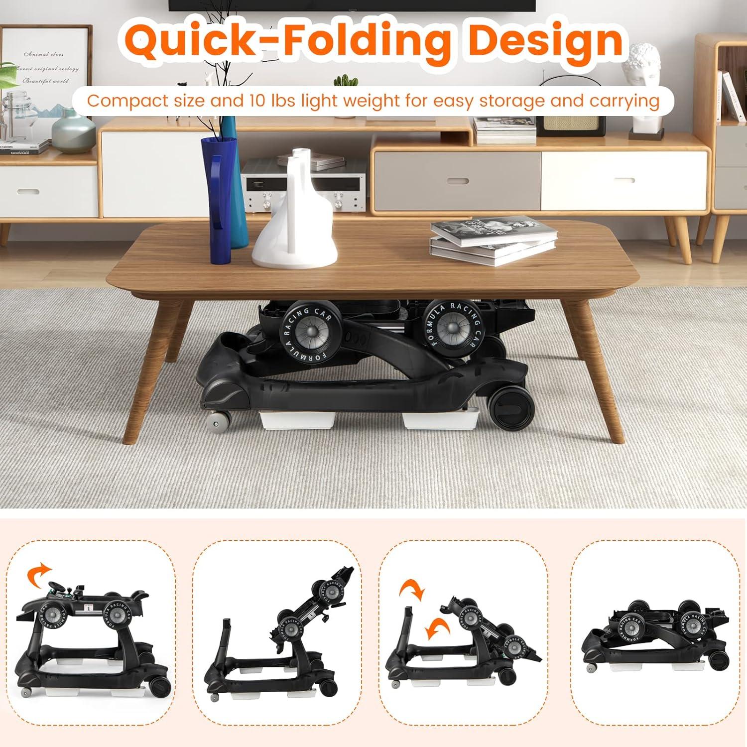 Andador 4-en-1 HONEY JOY para Bebés Ajustable Negro