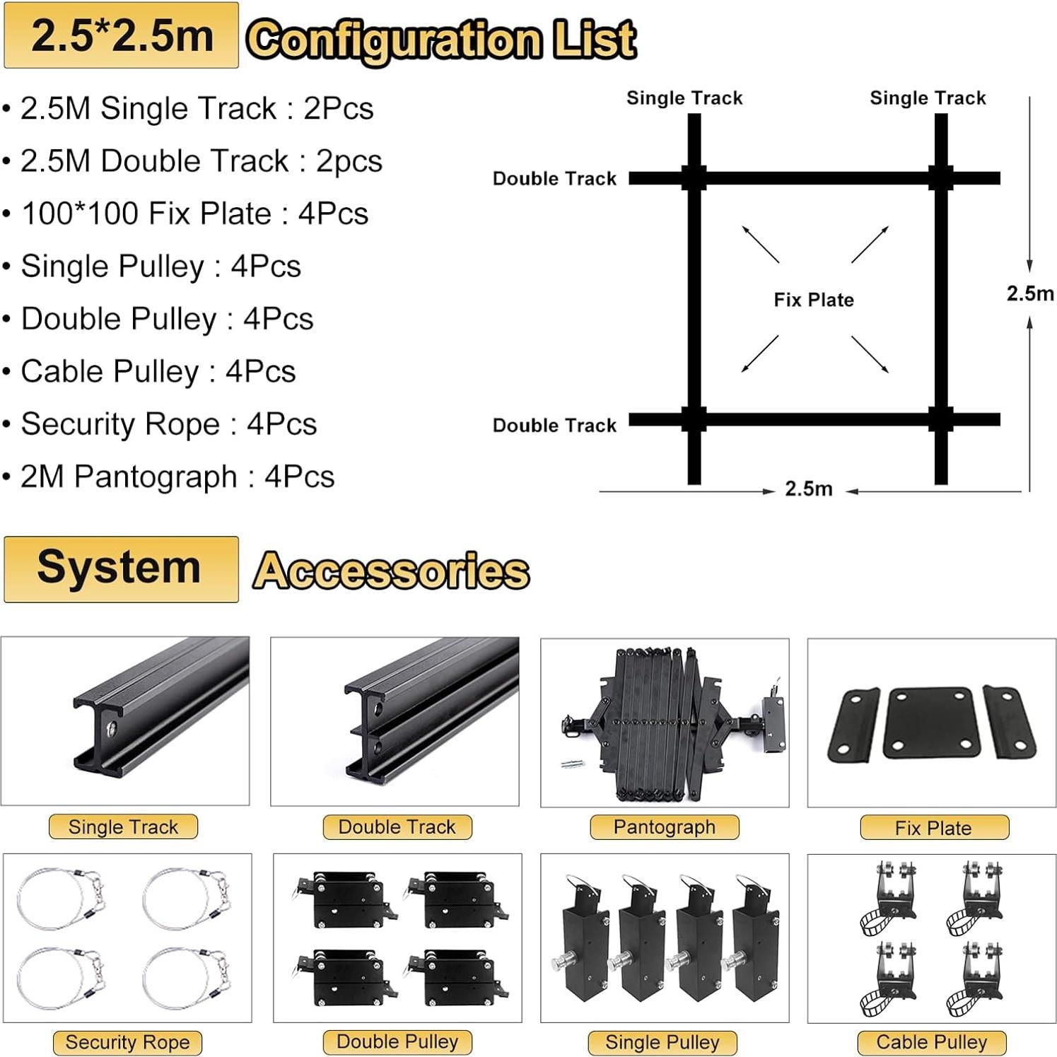 Sistema de Riel de Techo DATOUBOSS 2.5M Pantógrafo 15kg