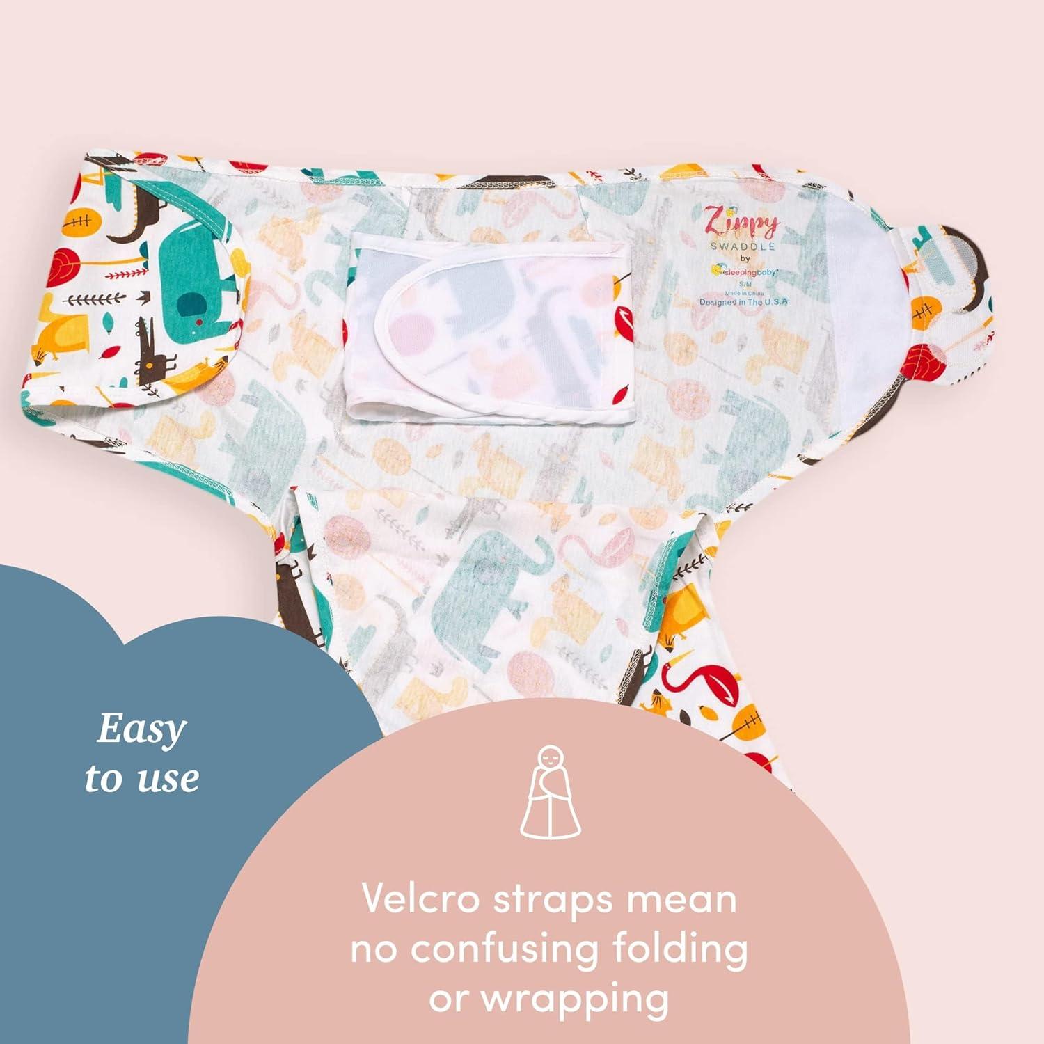 SleepingBaby Zippy Swaddle Manta Envoltura Bebés 2 Pzs Animales