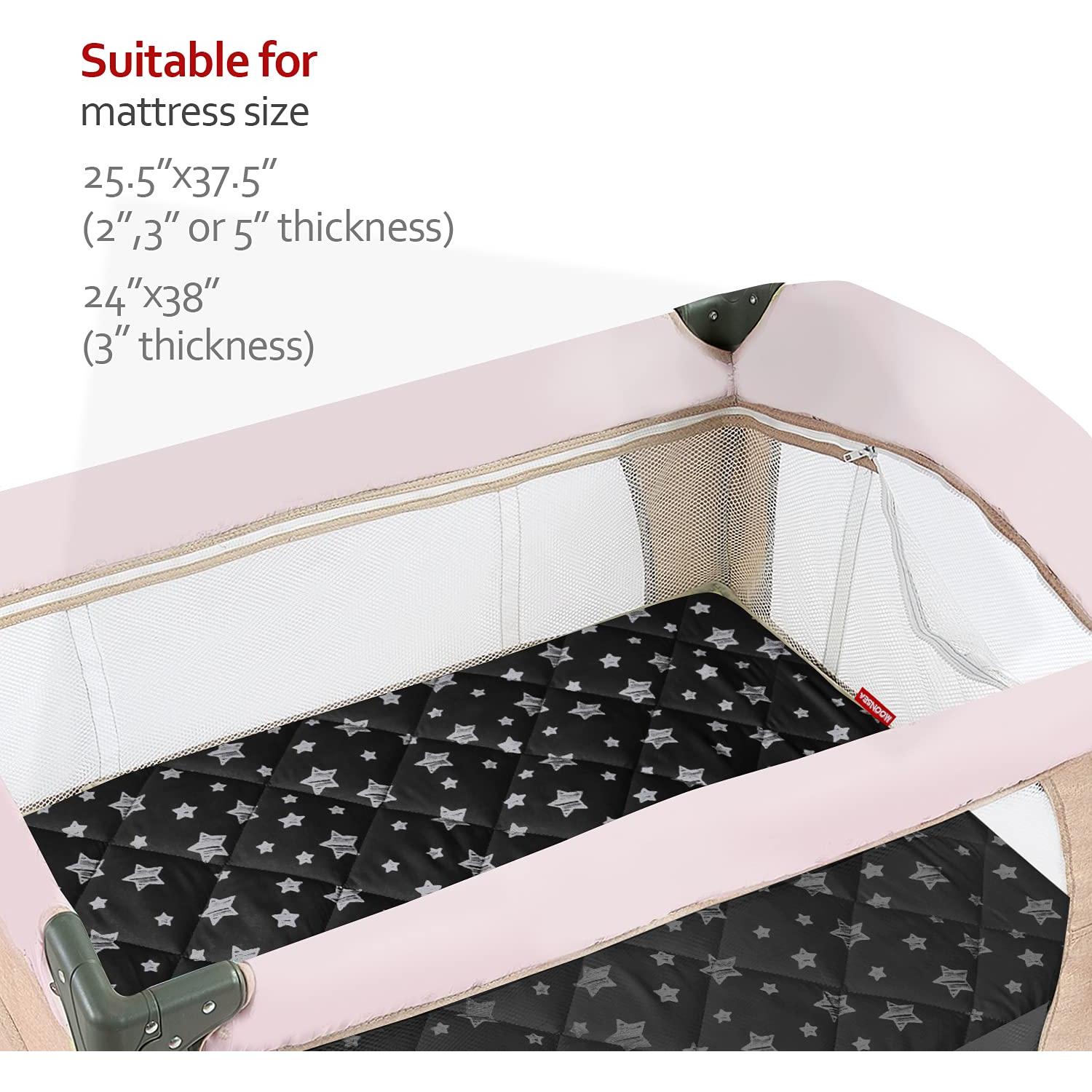 Sábana Ajustada Moonsea para Pack and Play Estrella Negra 99x68cm