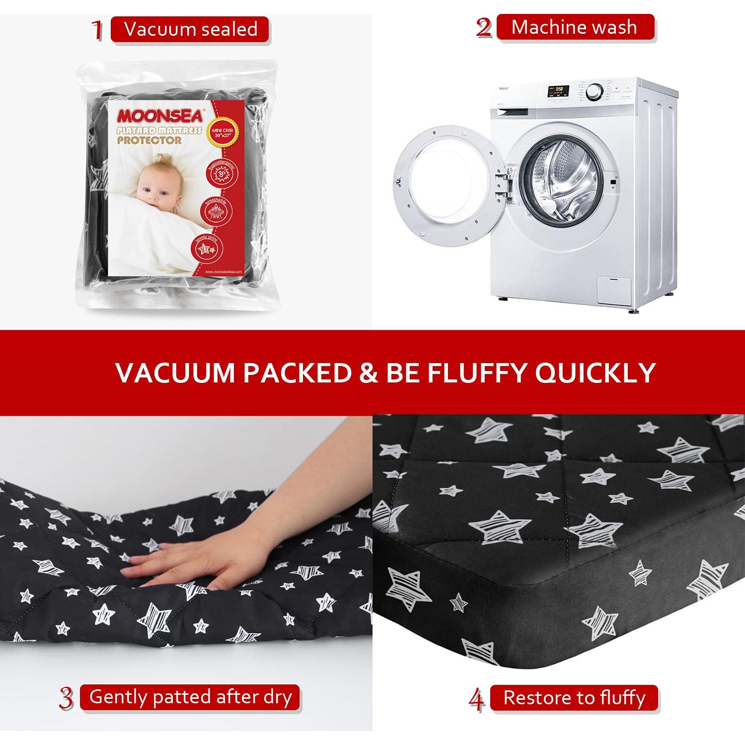 Sábana Ajustada Moonsea para Pack and Play Estrella Negra 99x68cm