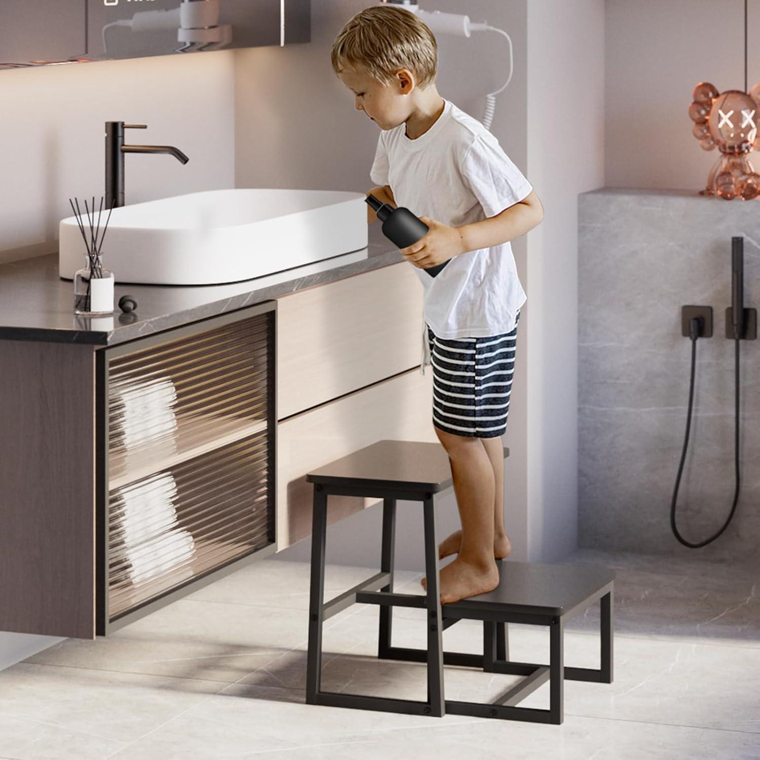 Escalera 3 en 1 iTsst de 2 pasos, soporte 227 kg, negra