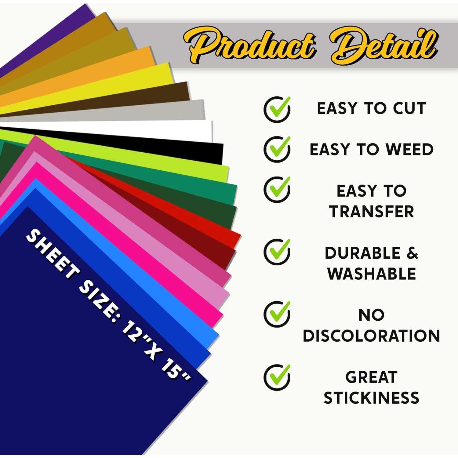 Paquete de Vinilo de Transferencia de Calor EcoRise - 20 Hojas 30.48x38.1cm