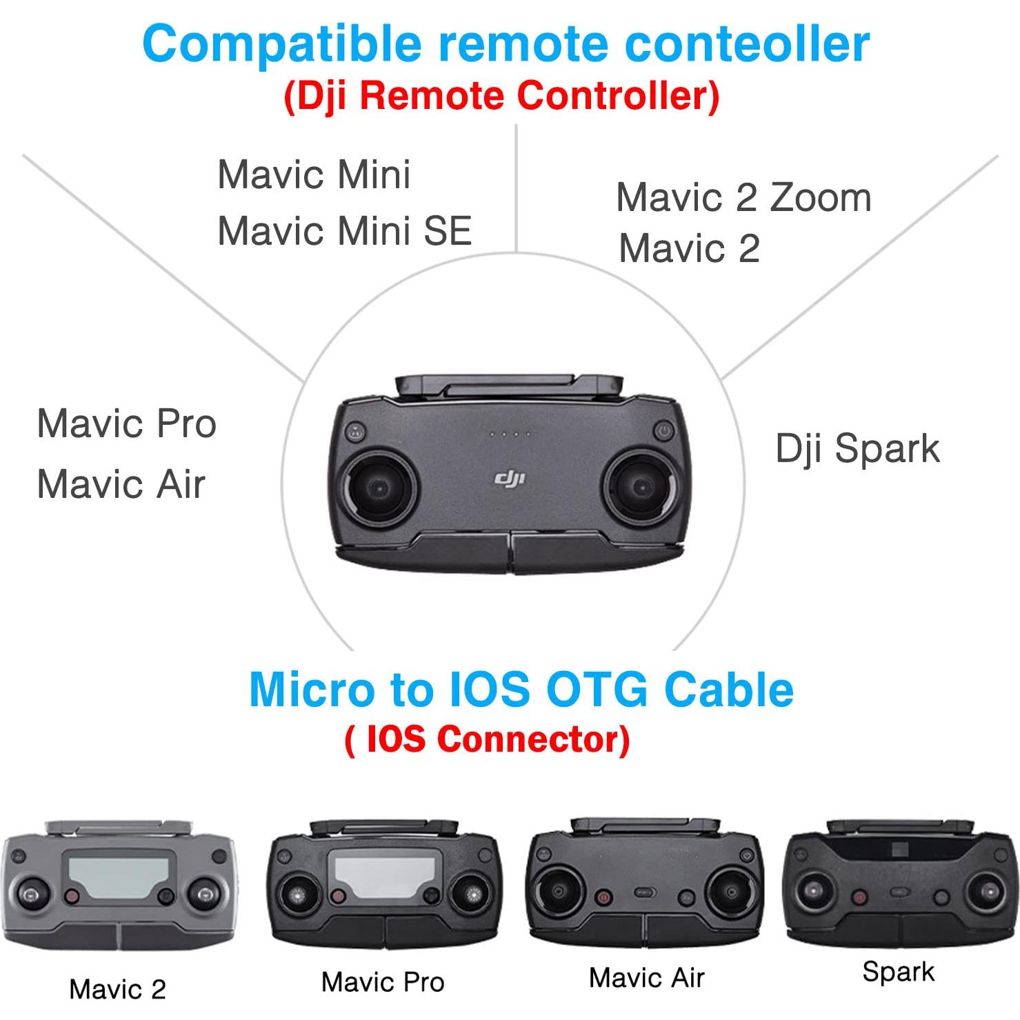 Cable Micro USB a iOS 15cm para Controlador DJI Mavic Mini