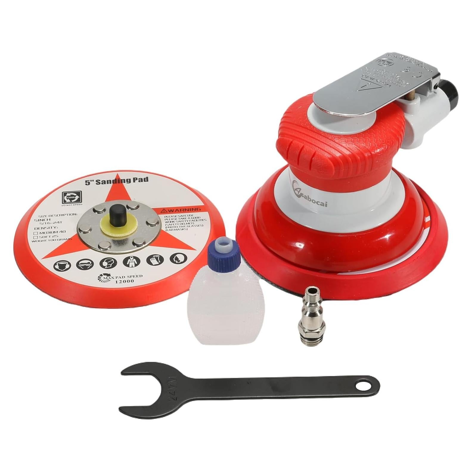 Lijadora Orbital Neumática Asabocai 5" Doble Acción Profesional