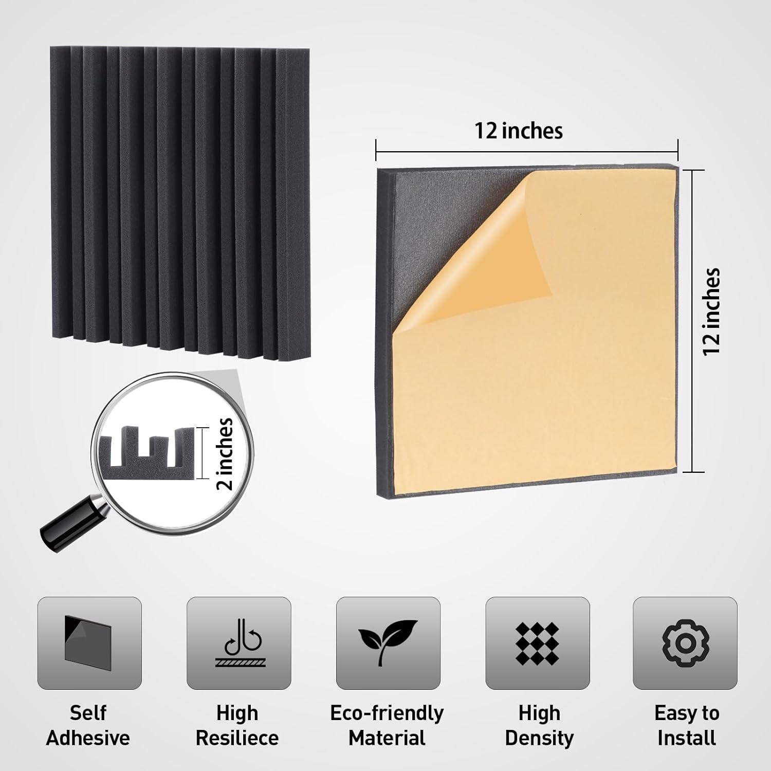 Paquete de 12 Paneles Acústicos HERTBER 30x30 cm Insonorización