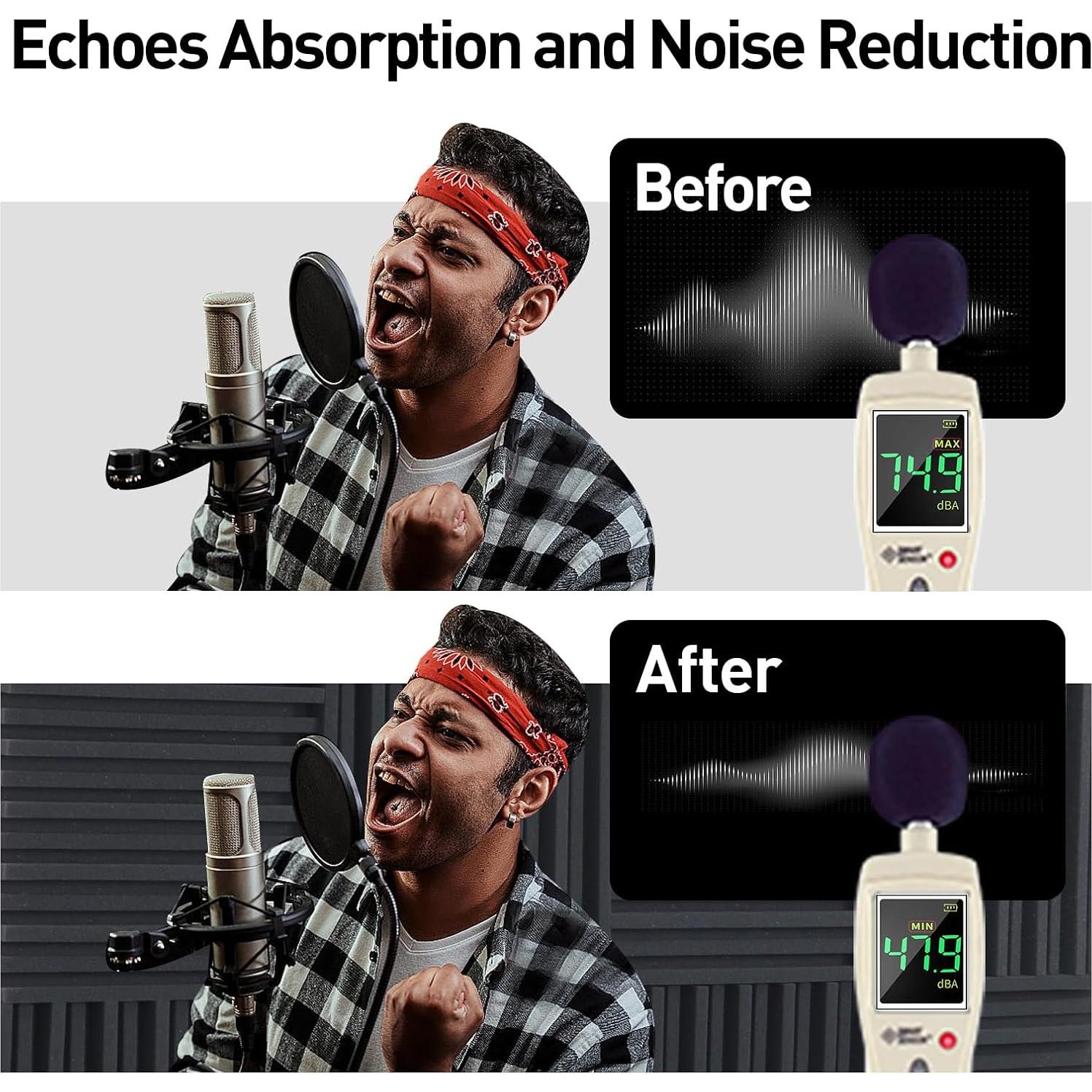 Paquete de 12 Paneles Acústicos HERTBER 30x30 cm Insonorización