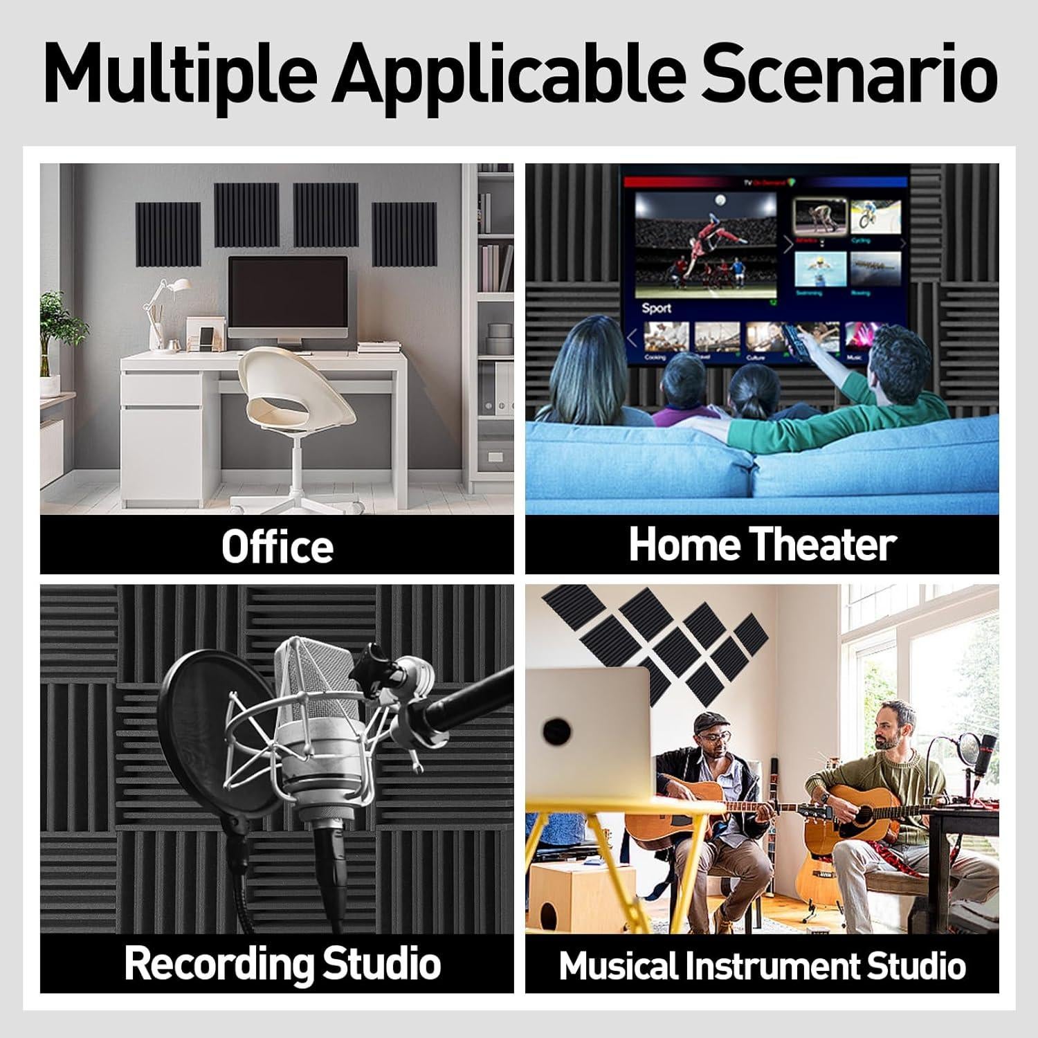 Paquete de 12 Paneles Acústicos HERTBER 30x30 cm Insonorización