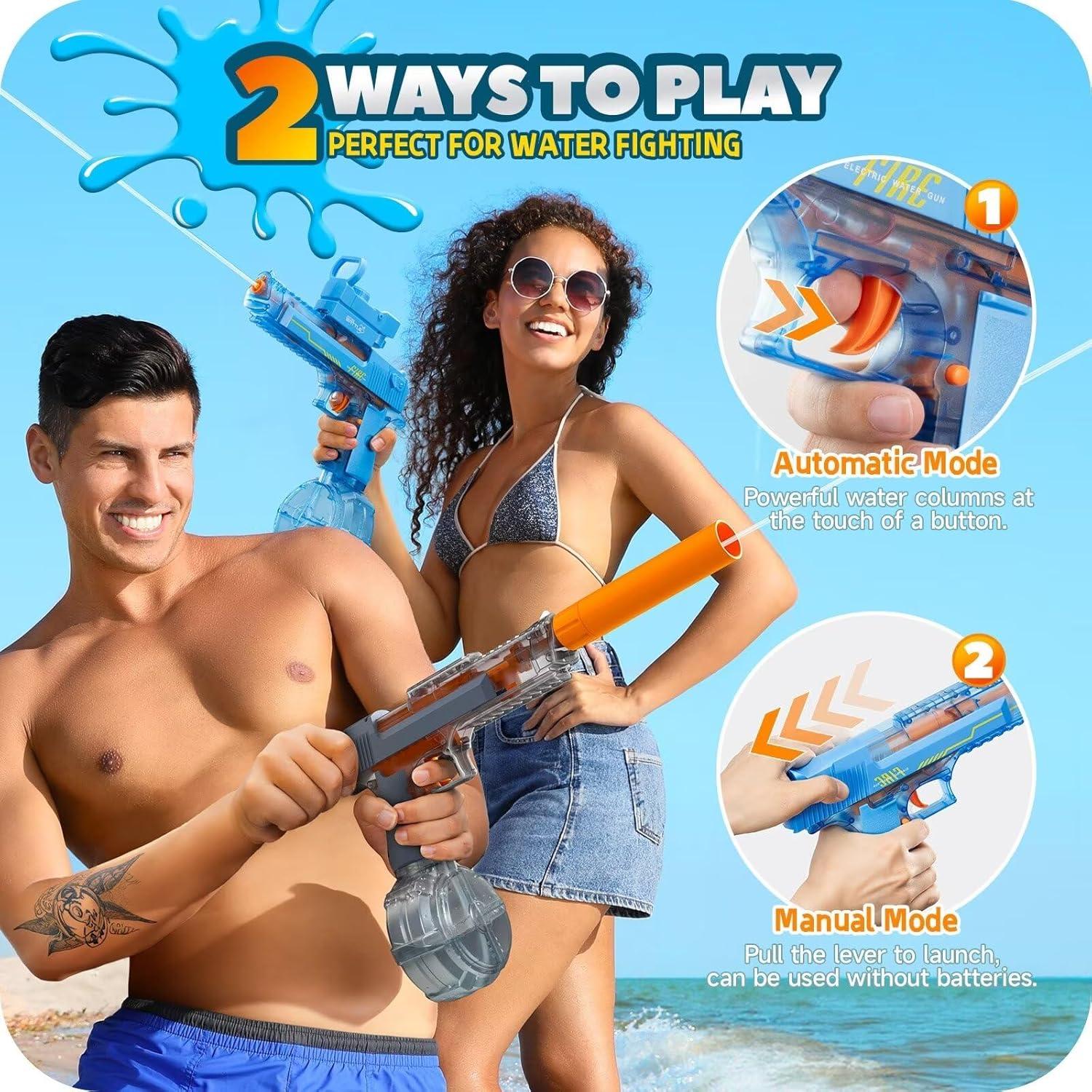 Pistola de Agua Eléctrica Coroiesty 500ml Doble Disparo Azul