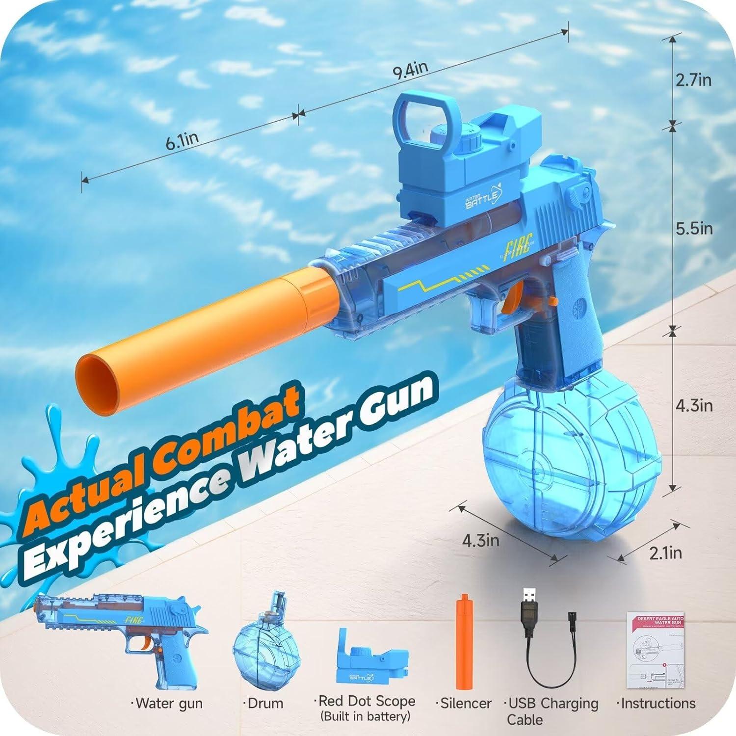 Pistola de Agua Eléctrica Coroiesty 500ml Doble Disparo Azul