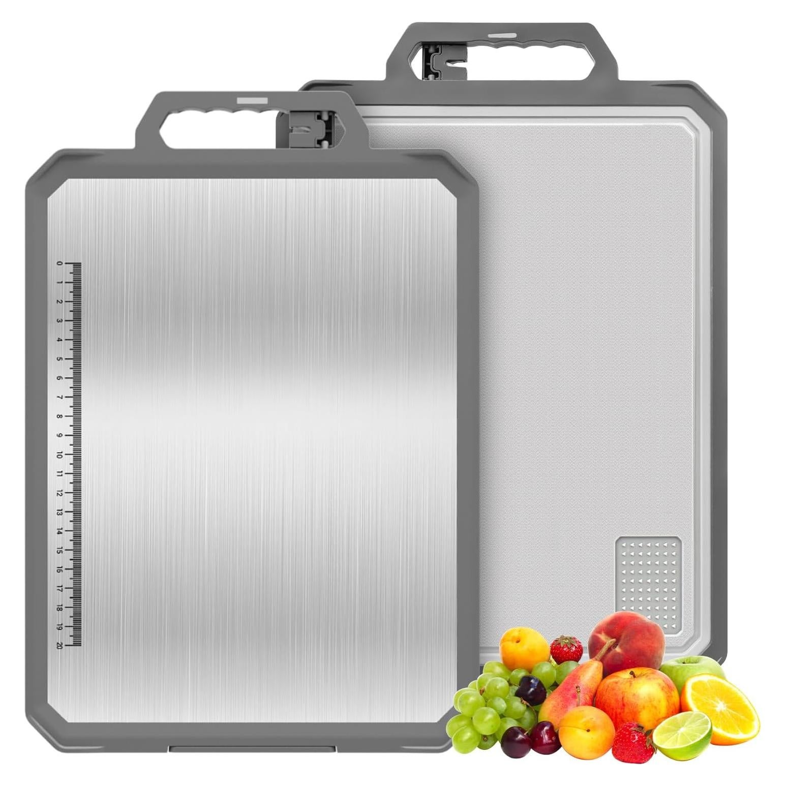 Tabla de Cortar Doble Cara IGOYE Acero Inoxidable 43.6x30.5 cm