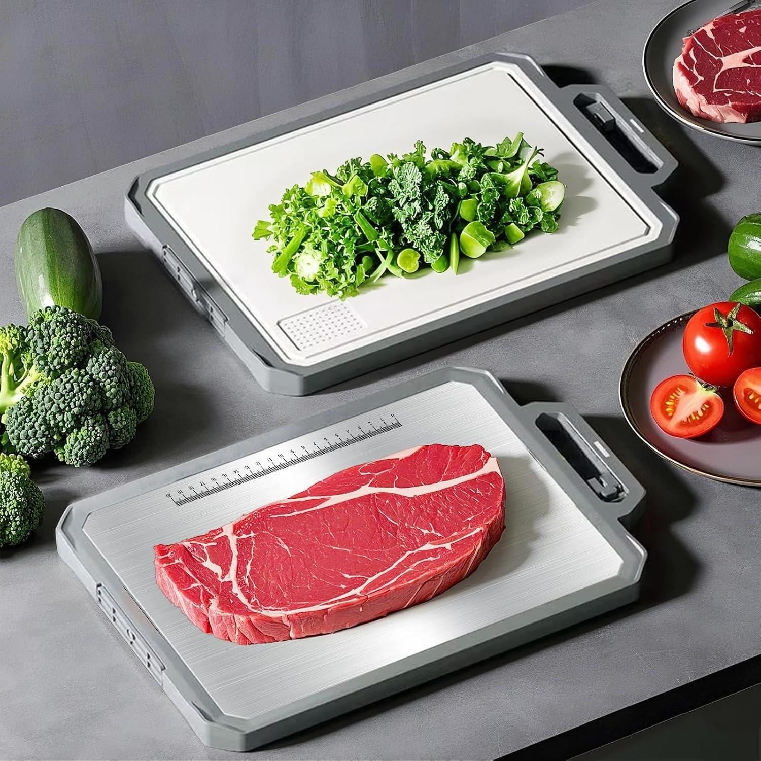 Tabla de Cortar Doble Cara IGOYE Acero Inoxidable 43.6x30.5 cm