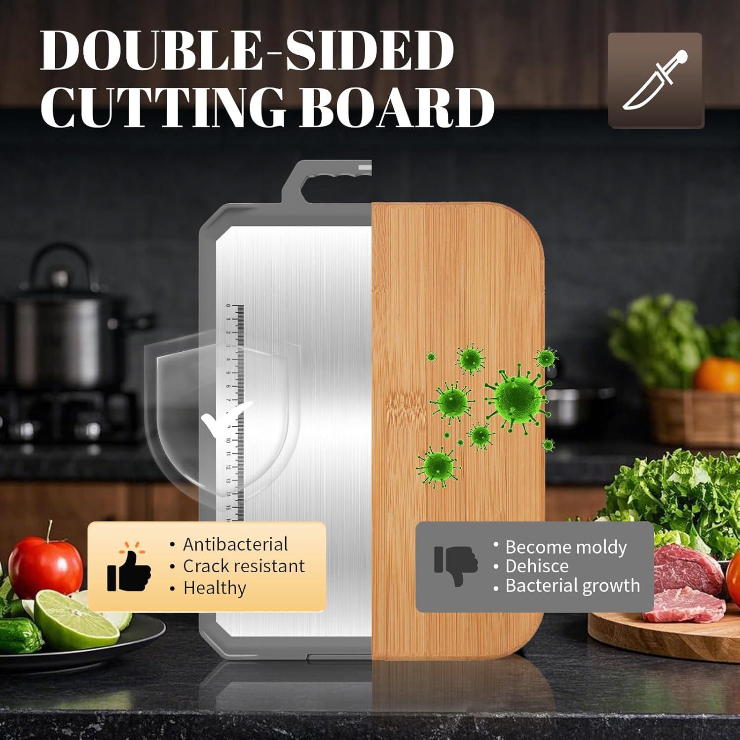 Tabla de Cortar Doble Cara IGOYE Acero Inoxidable 43.6x30.5 cm