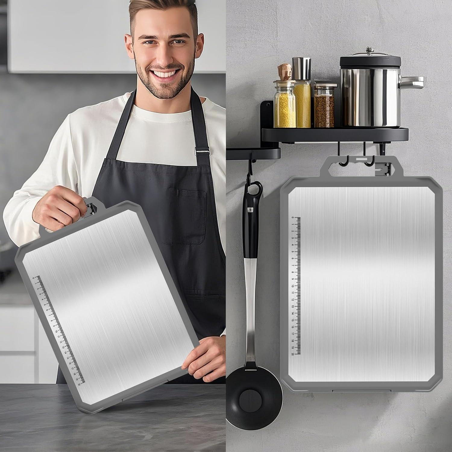 Tabla de Cortar Doble Cara IGOYE Acero Inoxidable 43.6x30.5 cm