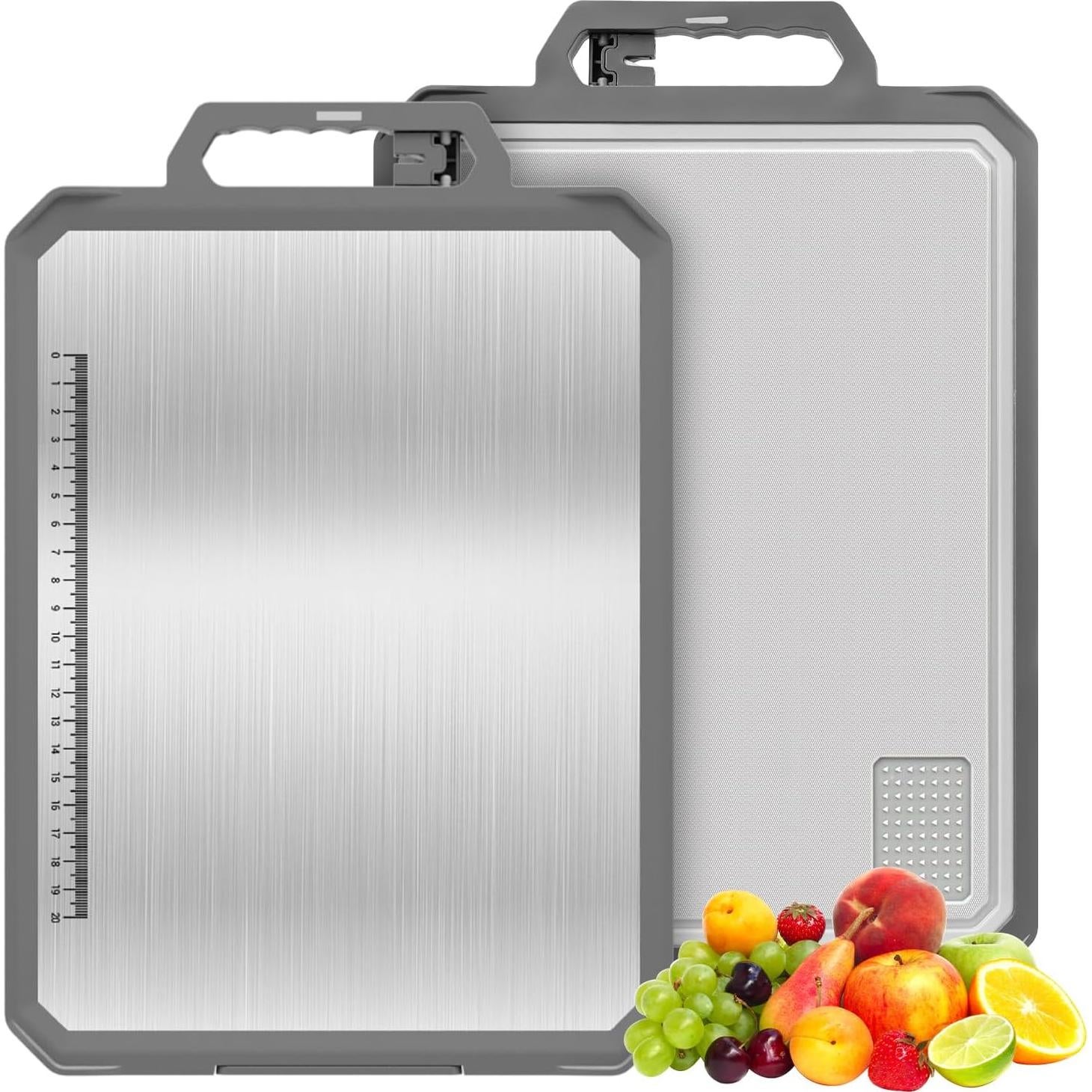 Tabla de Cortar Doble Cara IGOYE Acero Inoxidable 43.6x30.5 cm