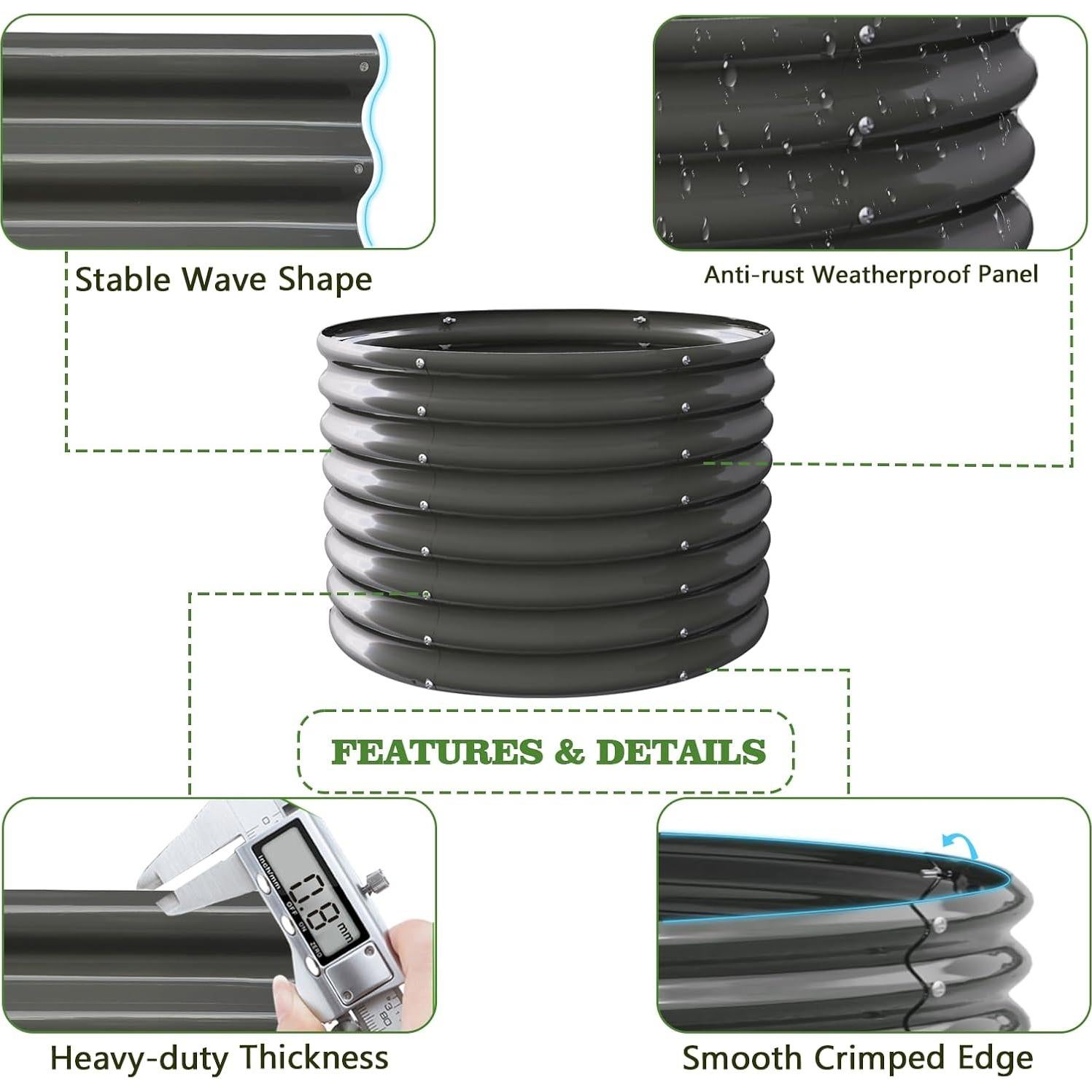 Cama Elevada de Jardín A ANLEOLIFE 61 cm Galvanizada Redonda