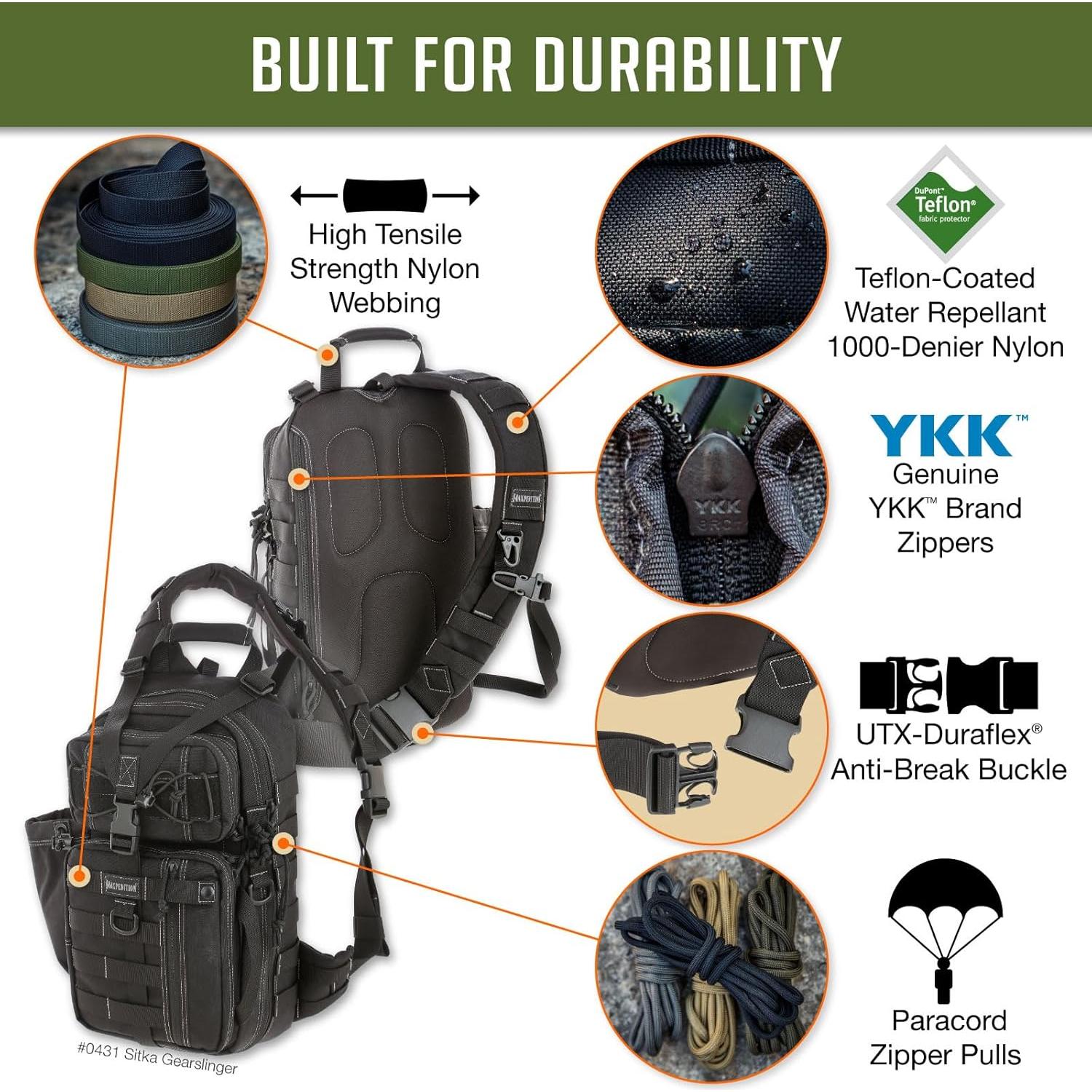 Mochila Bandolera Maxpedition Sitka Gearslinger Negra 15x8x3