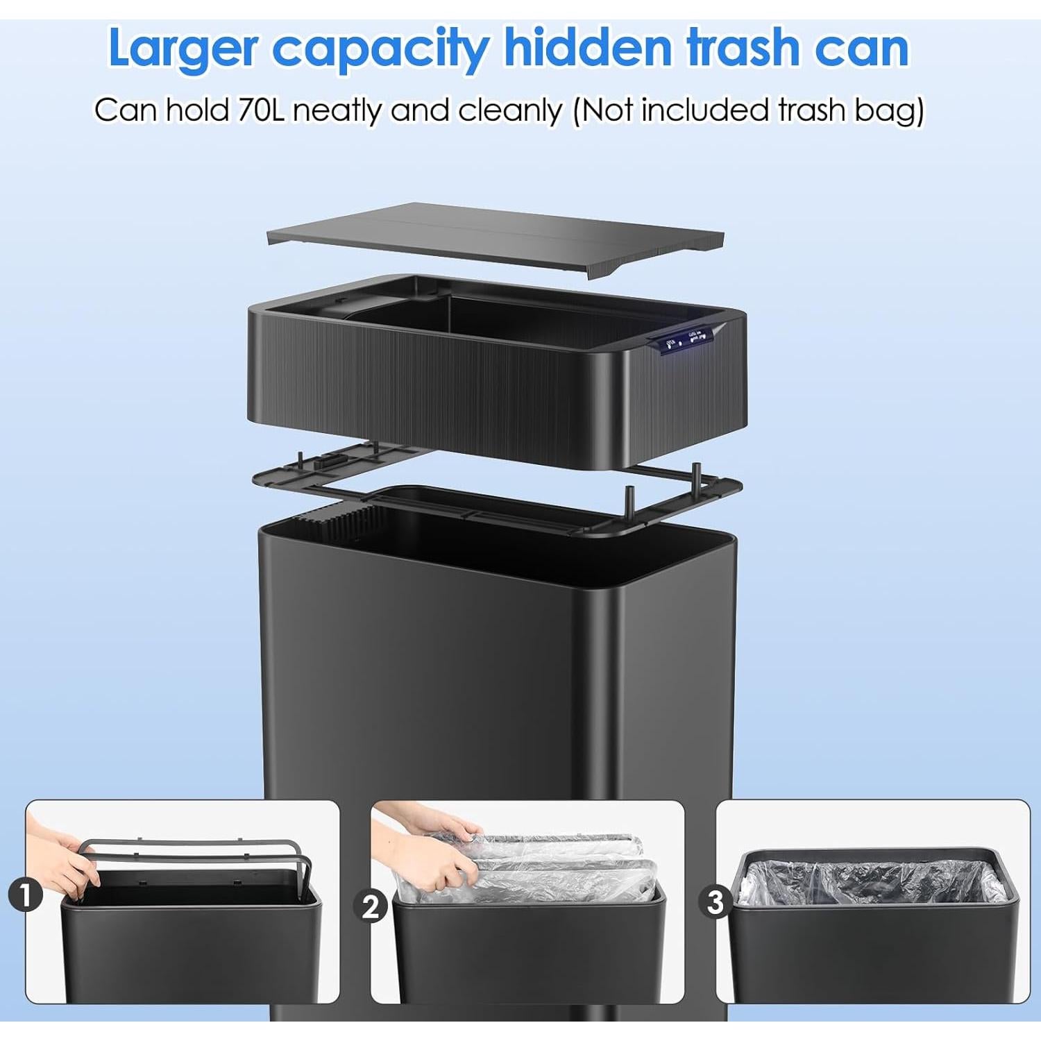 Cubo de Basura Automático AthLike 50L con Sensor de Movimiento