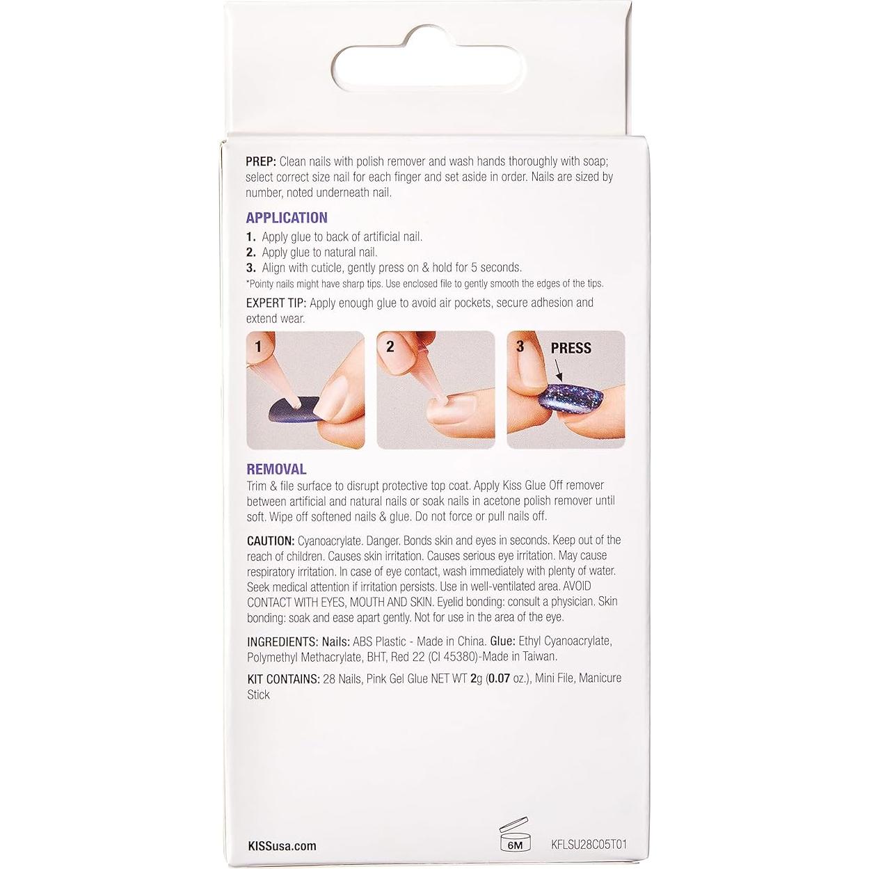 KISS Uñas Postizas Gel Fantasy Blancas Largas - Paquete de 2