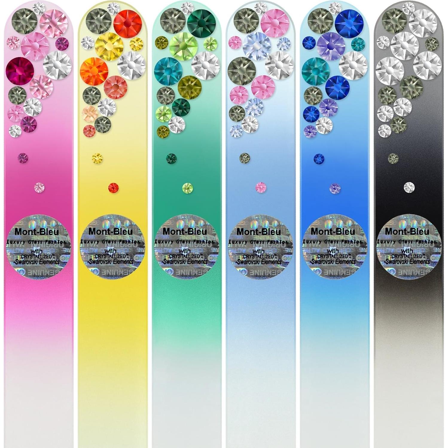 Juego de 6 Limas de Uñas de Cristal Mont Bleu - Hechas a Mano