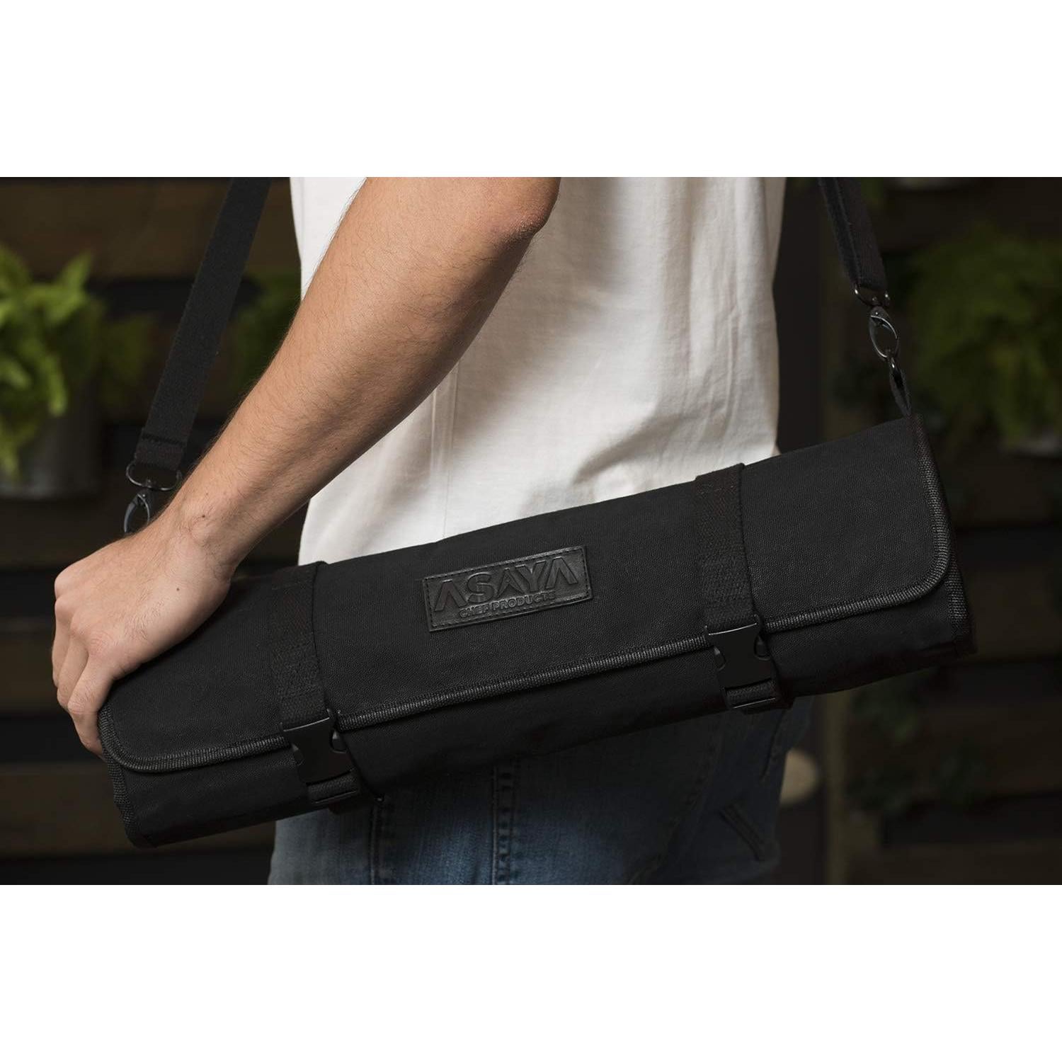 Funda de Cuchillos Asaya de Lona Negra - 10 Espacios