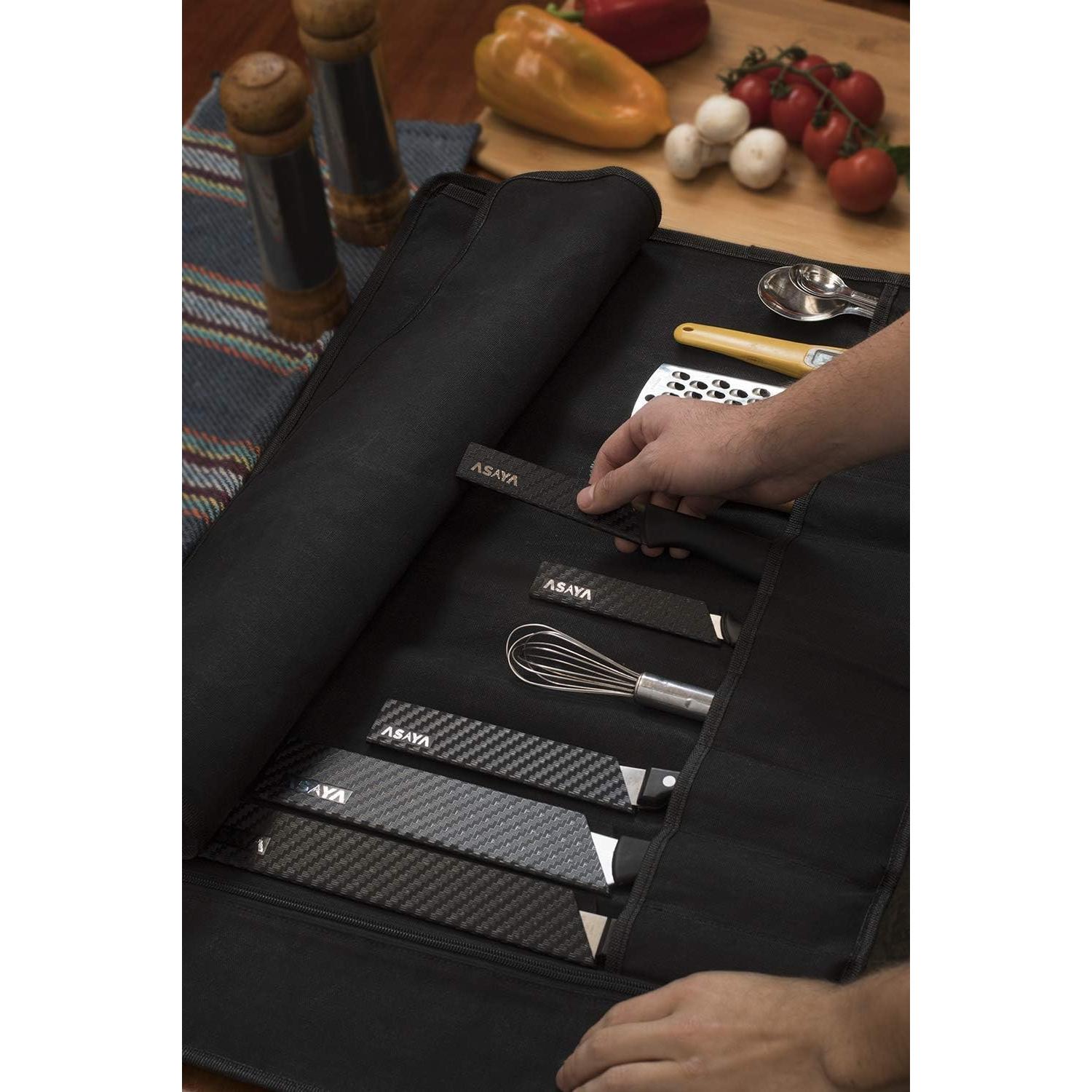 Funda de Cuchillos Asaya de Lona Negra - 10 Espacios